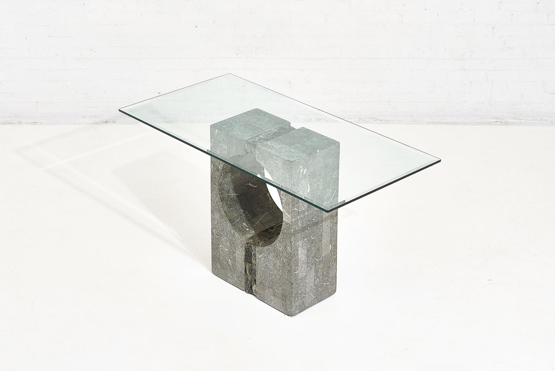 American Graphic Tessellated Marble Console Table, 1980
