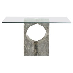 Graphic Tessellated Marble Console Table, 1980