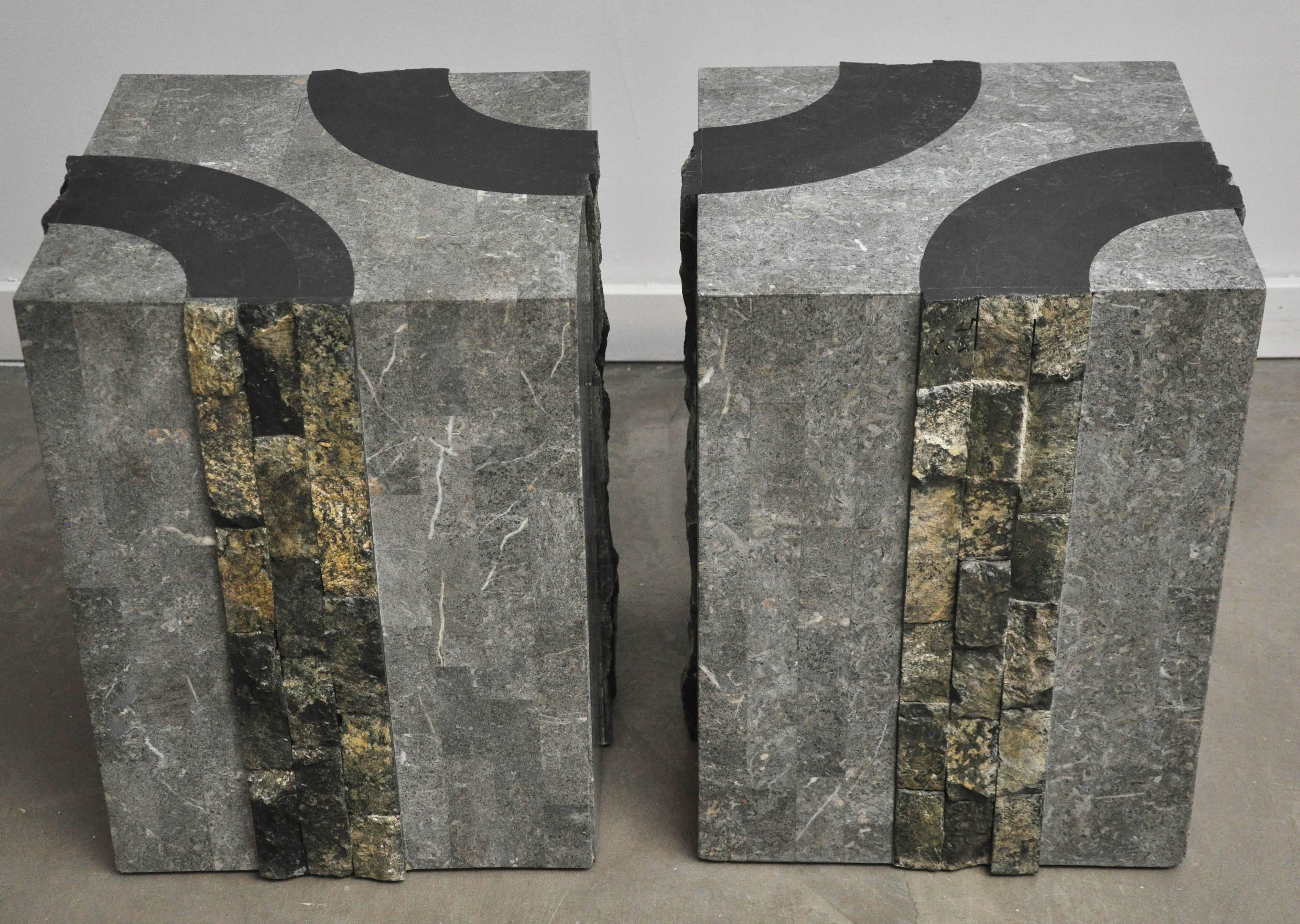 Graphic Tessellated Marble End Tables 4