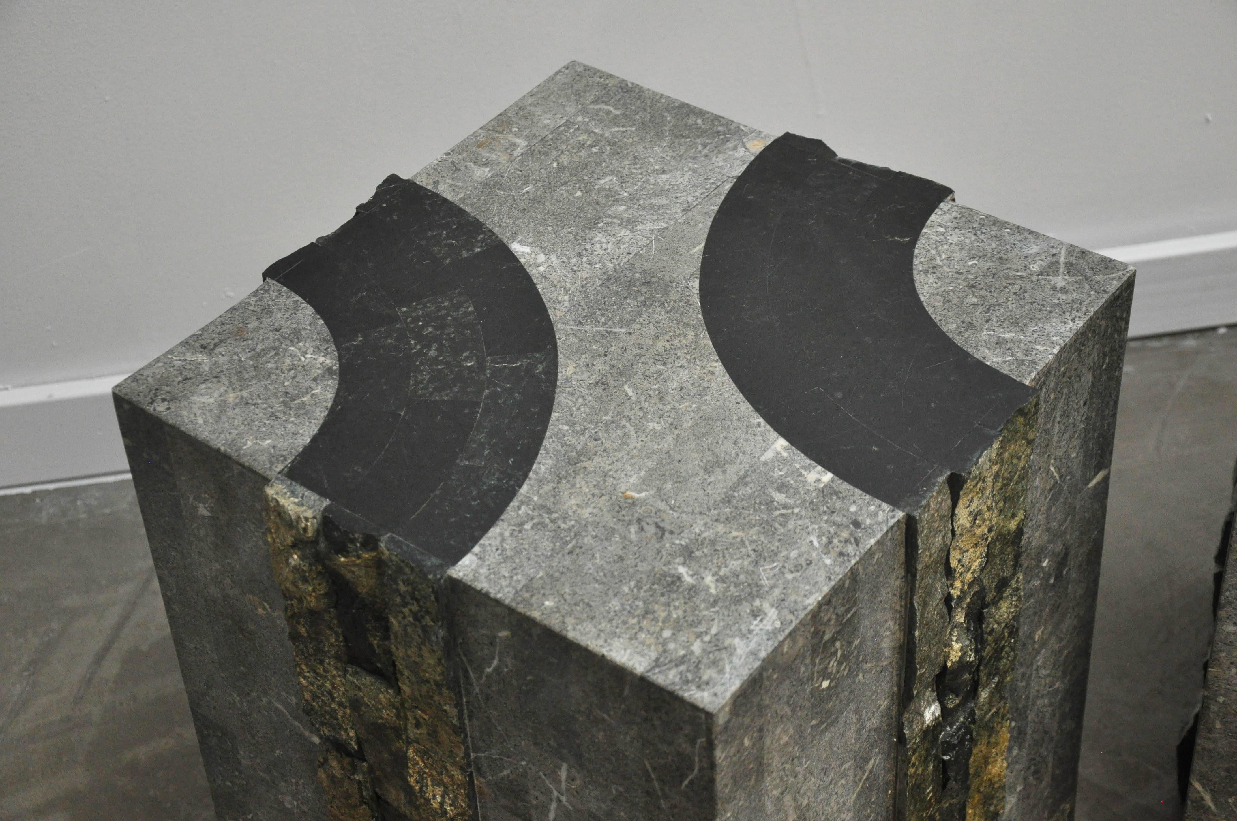 American Graphic Tessellated Marble End Tables