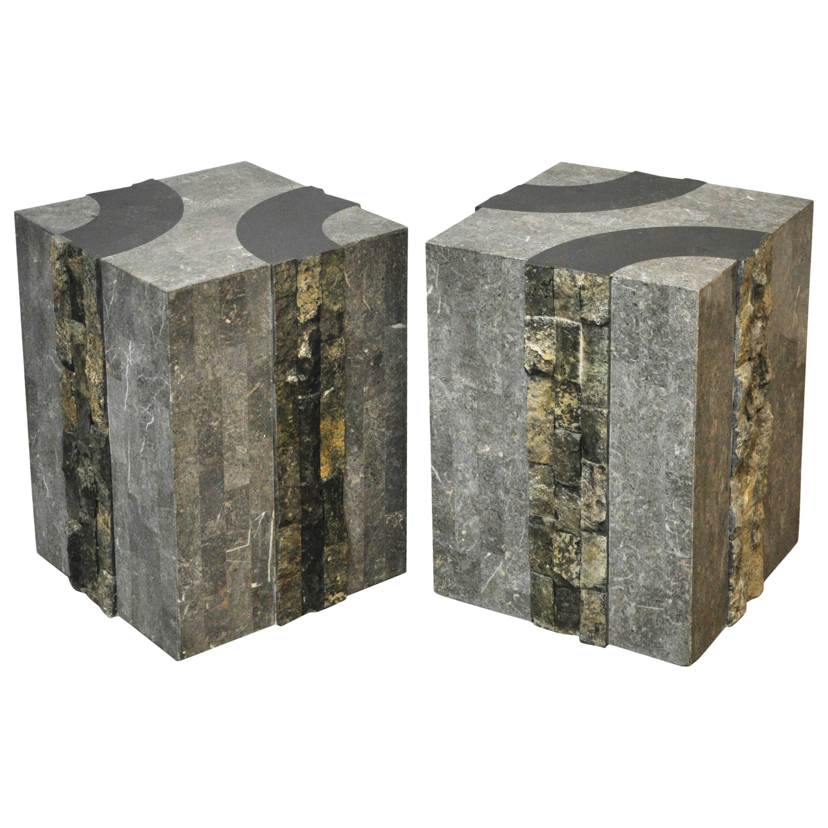 Graphic Tessellated Marble End Tables