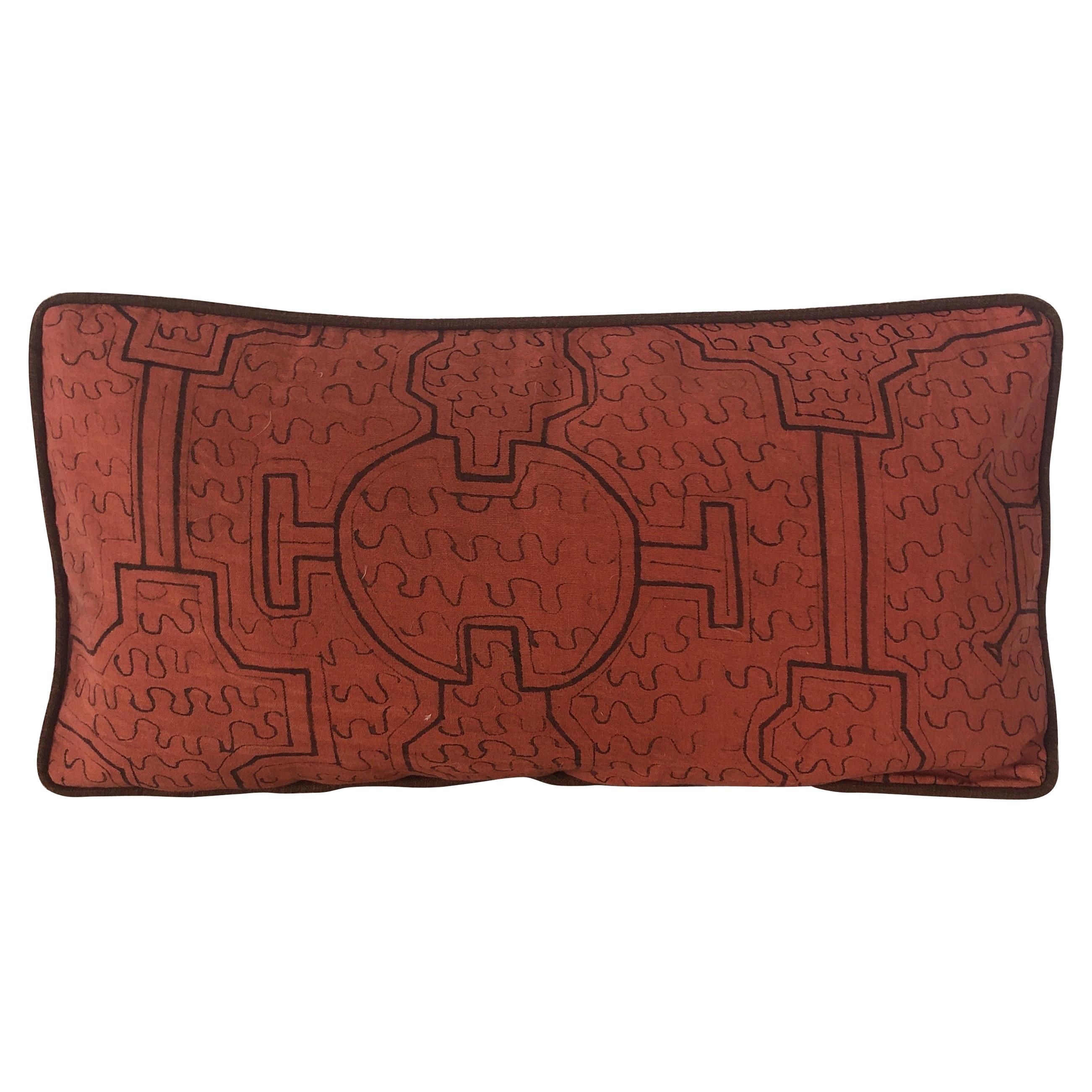 Graphic Tribal Orange and Black Decorative Pillow