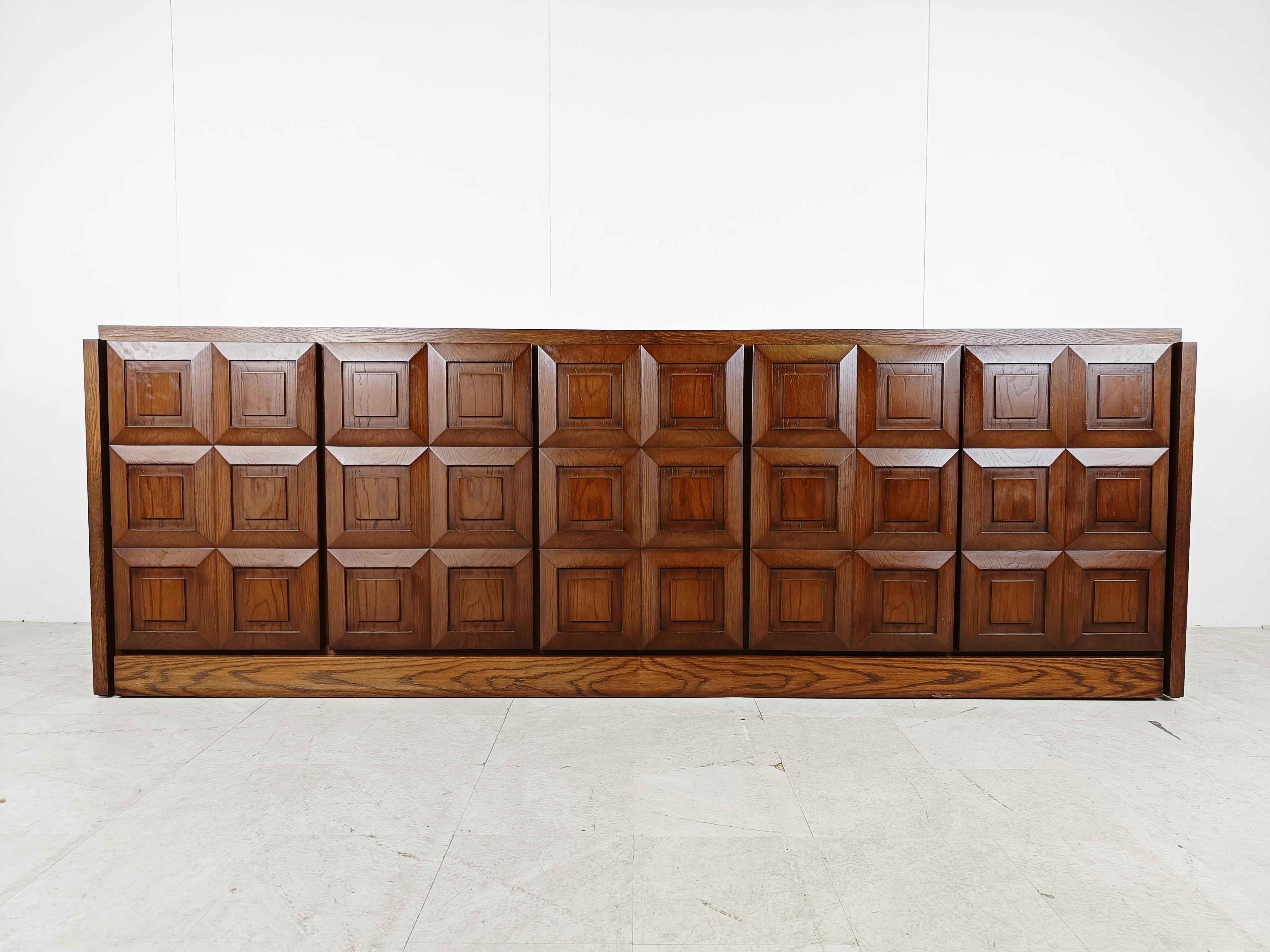 Brutalist Graphical brutalist credenza, 1970s