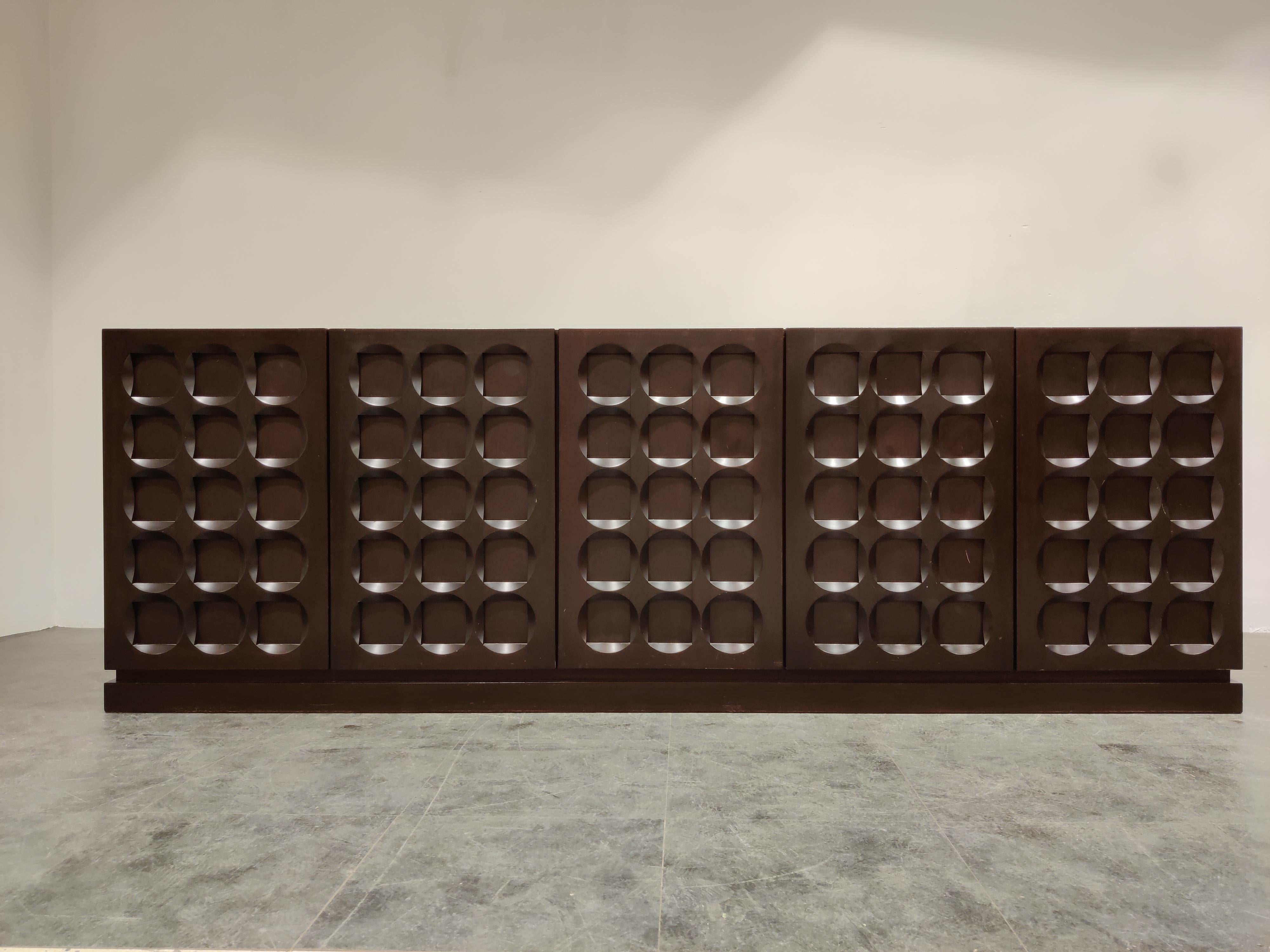 Graphical Brutalist Credenza, 1970s In Good Condition In HEVERLEE, BE