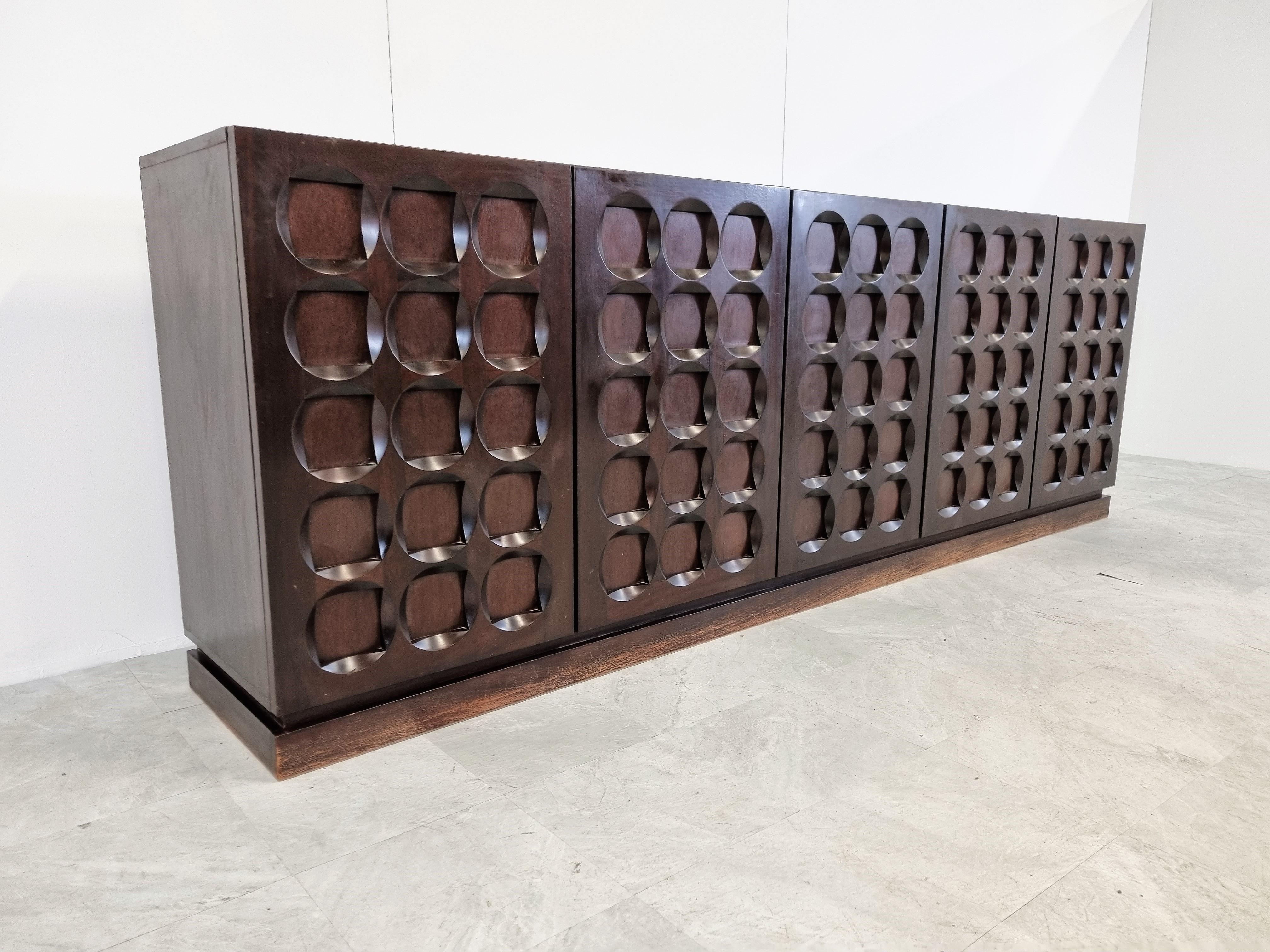 Graphical Brutalist Credenza, 1970s In Good Condition In HEVERLEE, BE