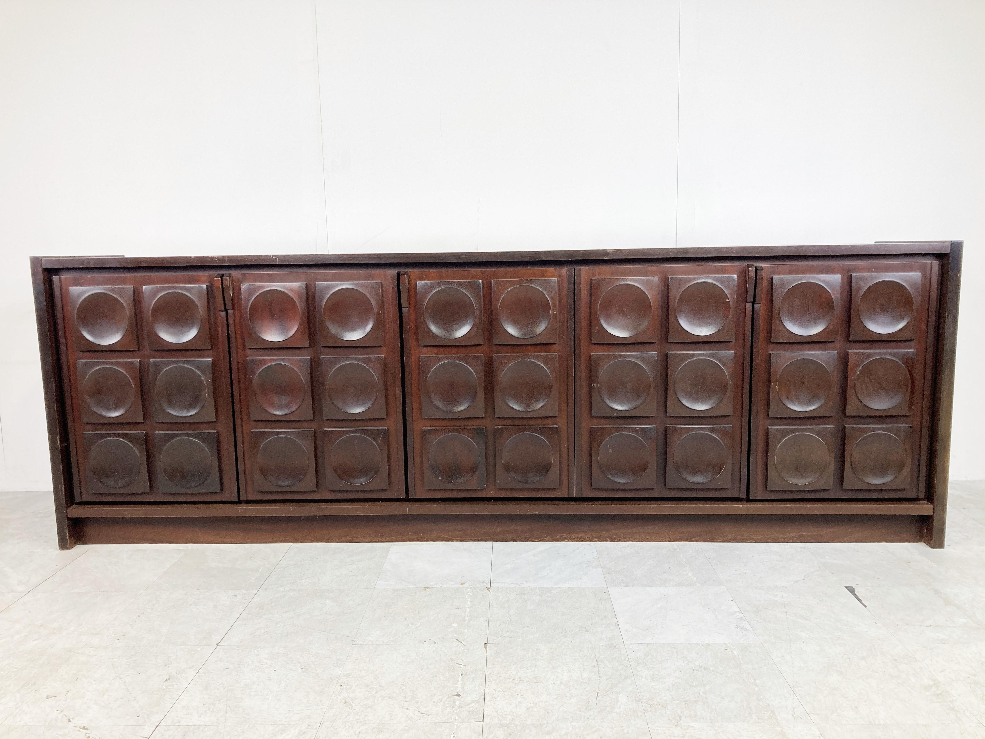 Graphical Brutalist Credenza, 1970s In Good Condition In HEVERLEE, BE