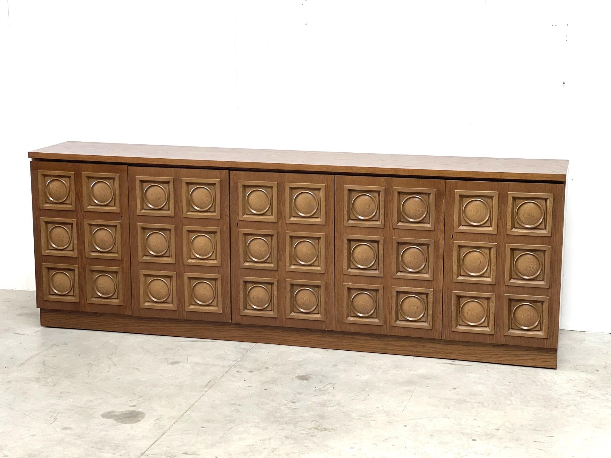 Belgian Graphical brutalist credenza, 1970s For Sale