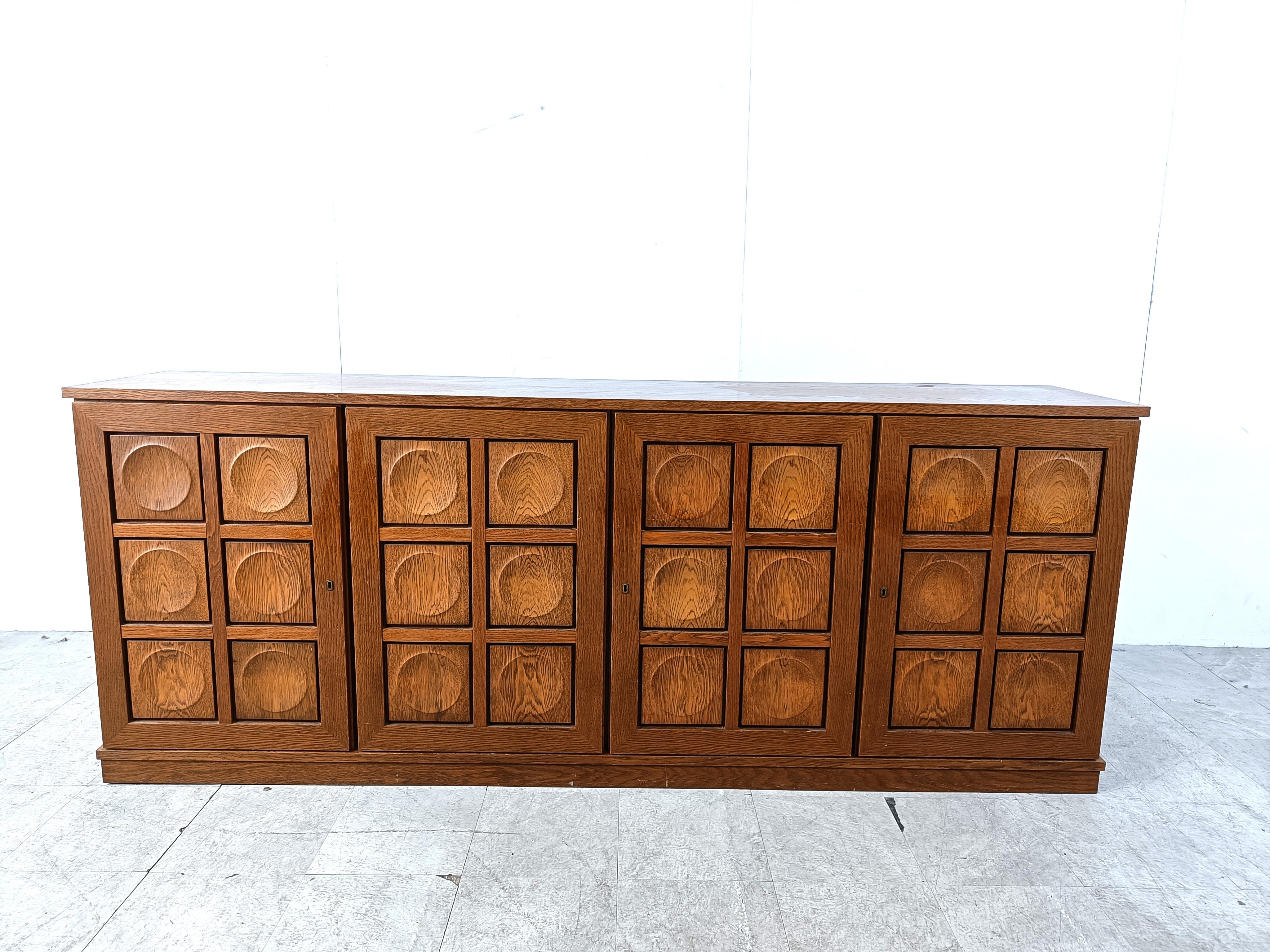 Belgian Graphical brutalist credenza, 1970s