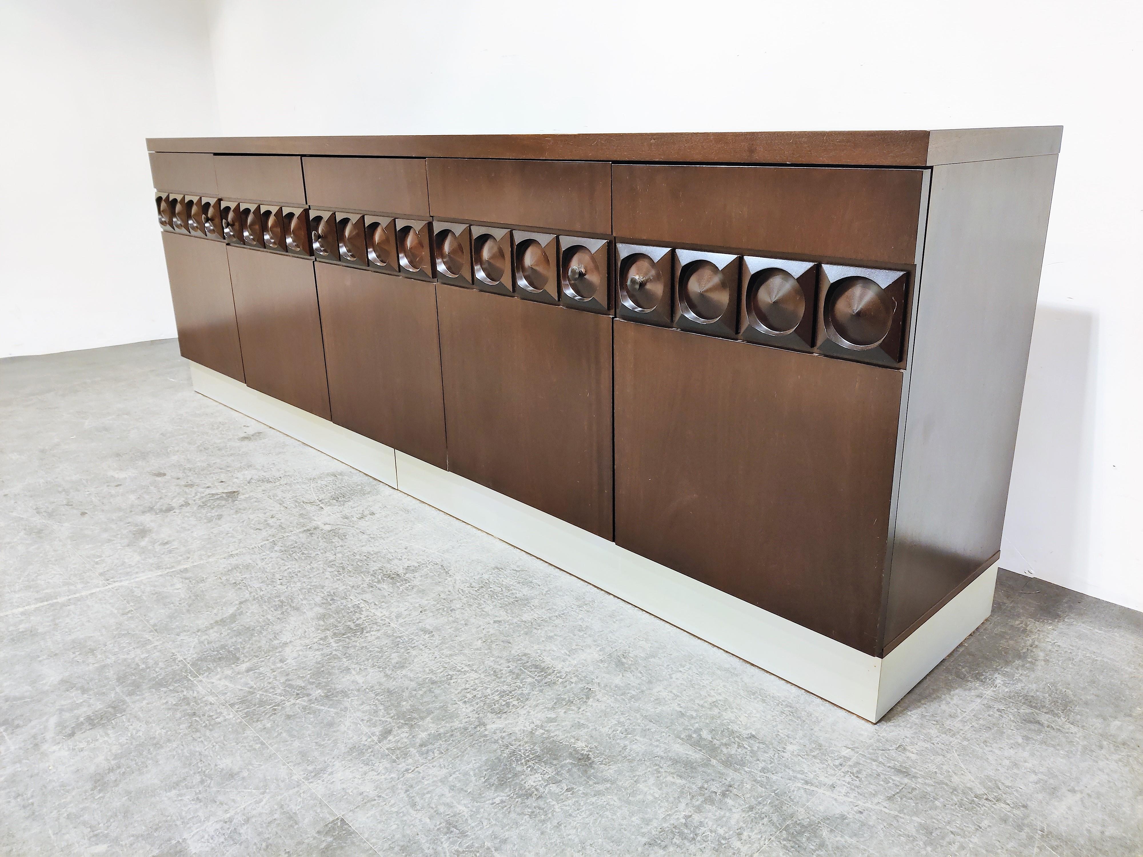 Late 20th Century Graphical Brutalist Credenza, 1970s