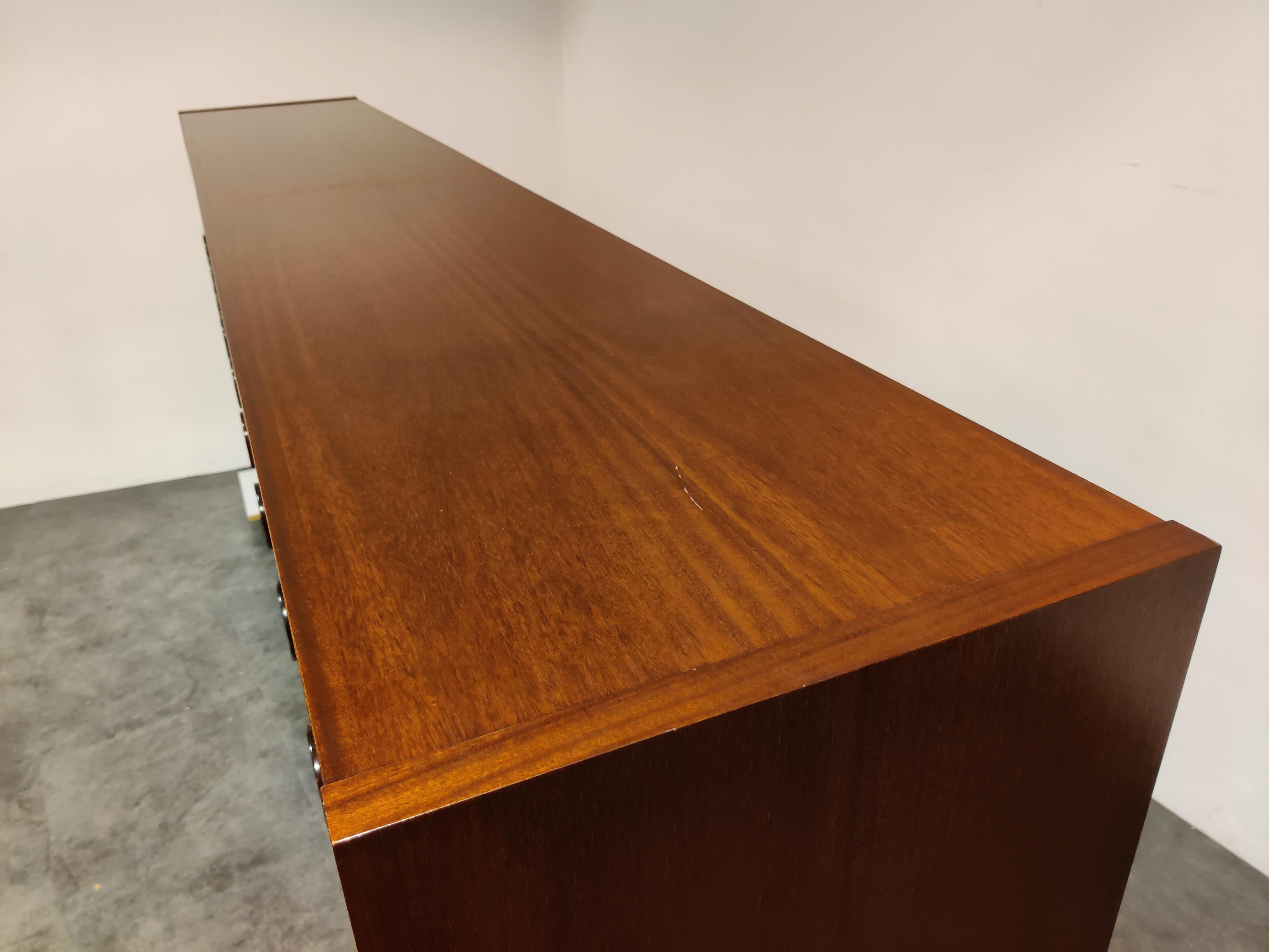 Wood Graphical Brutalist Credenza, 1970s