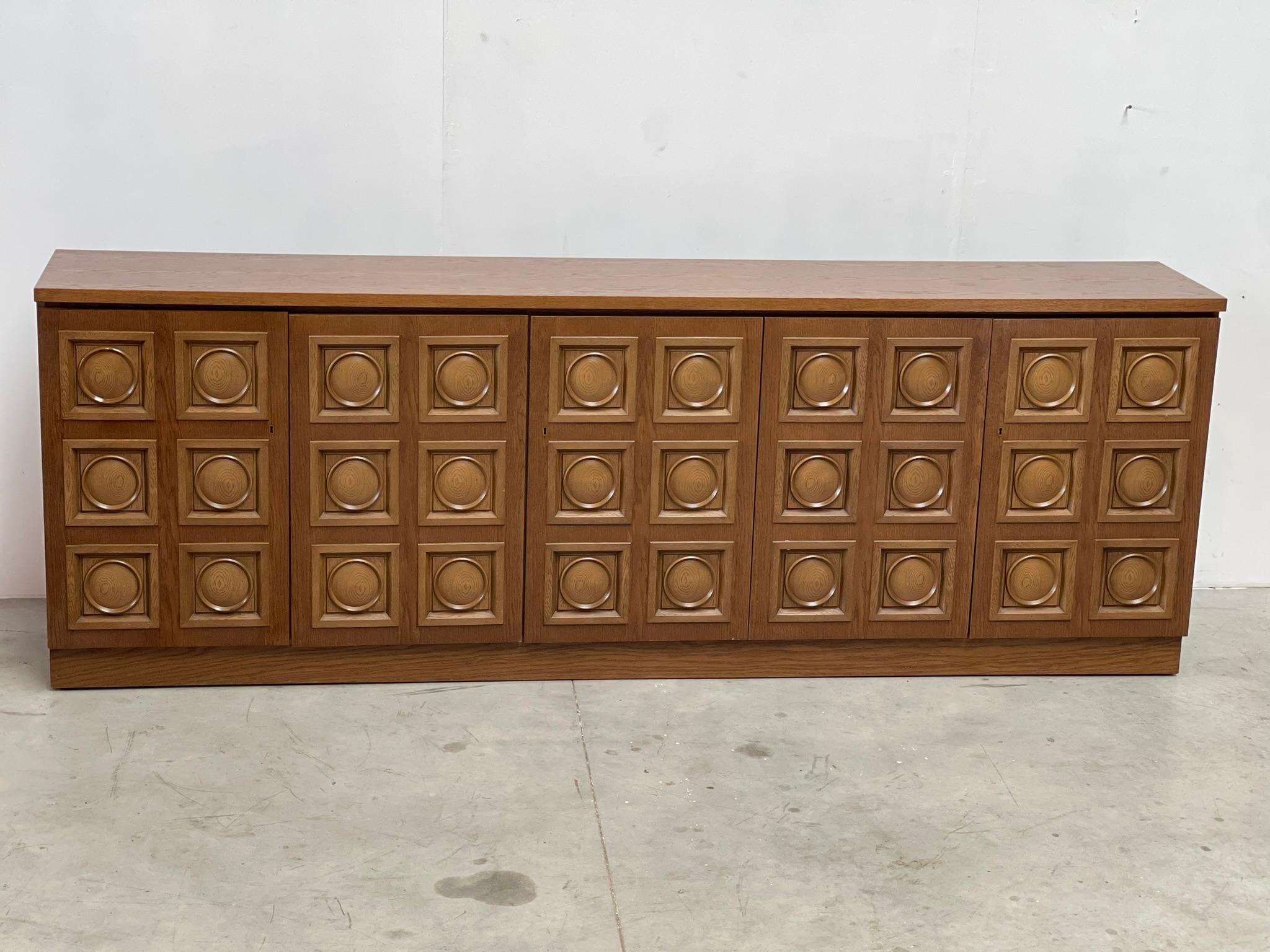 Late 20th Century Graphical brutalist credenza, 1970s For Sale