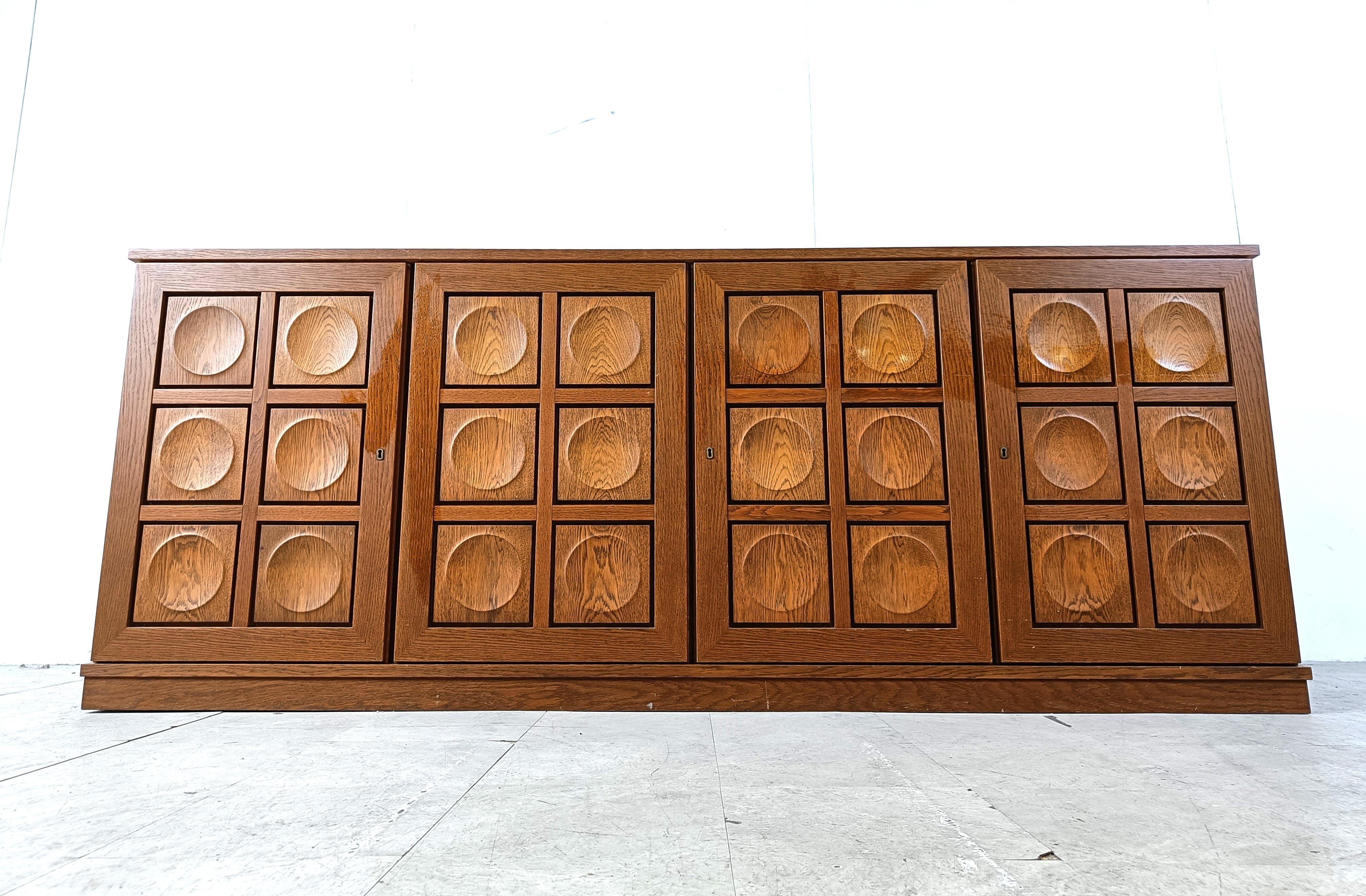 Oak Graphical brutalist credenza, 1970s