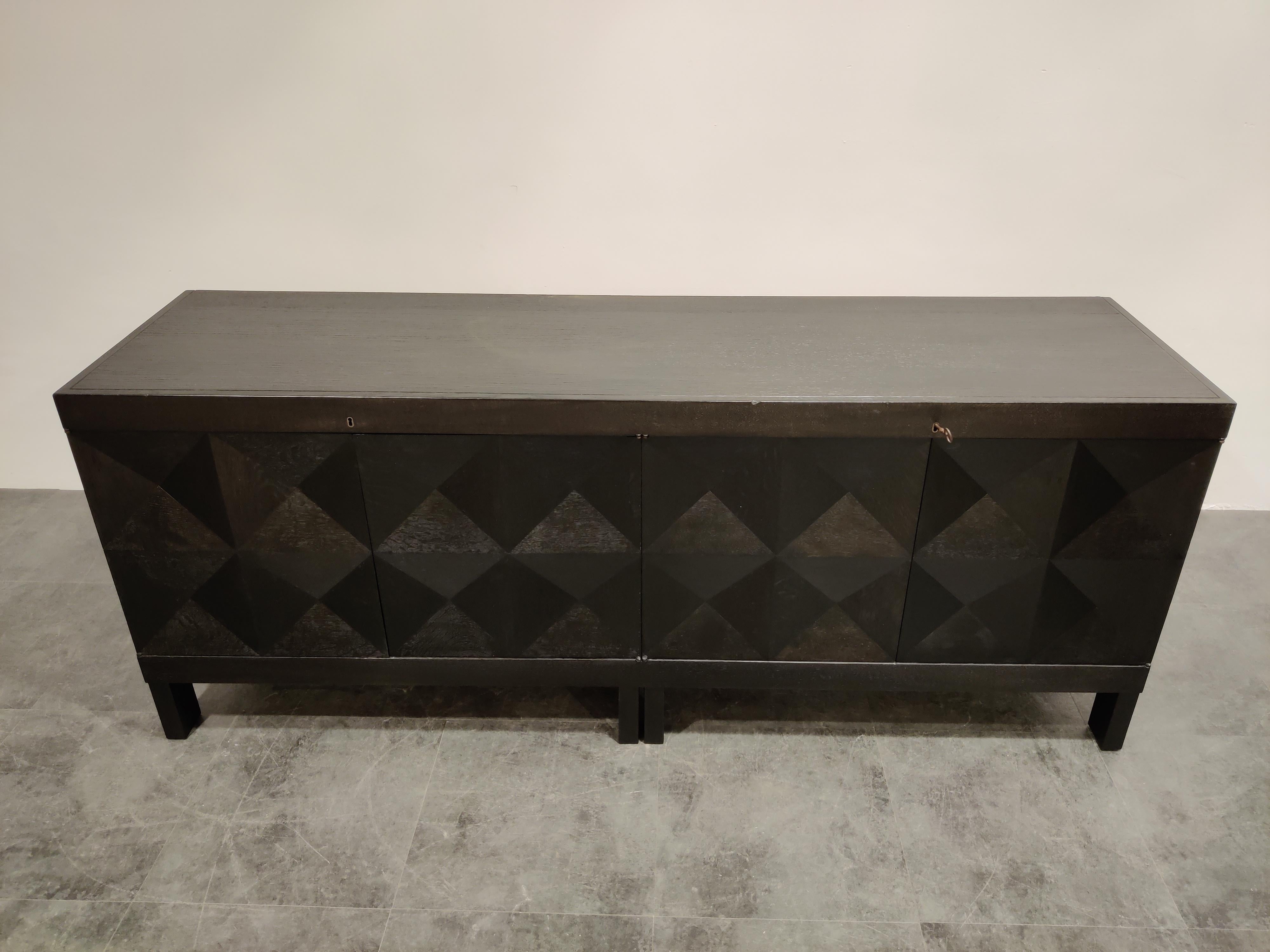 Belgian Graphical Brutalist Credenza by Decoene, 1970s