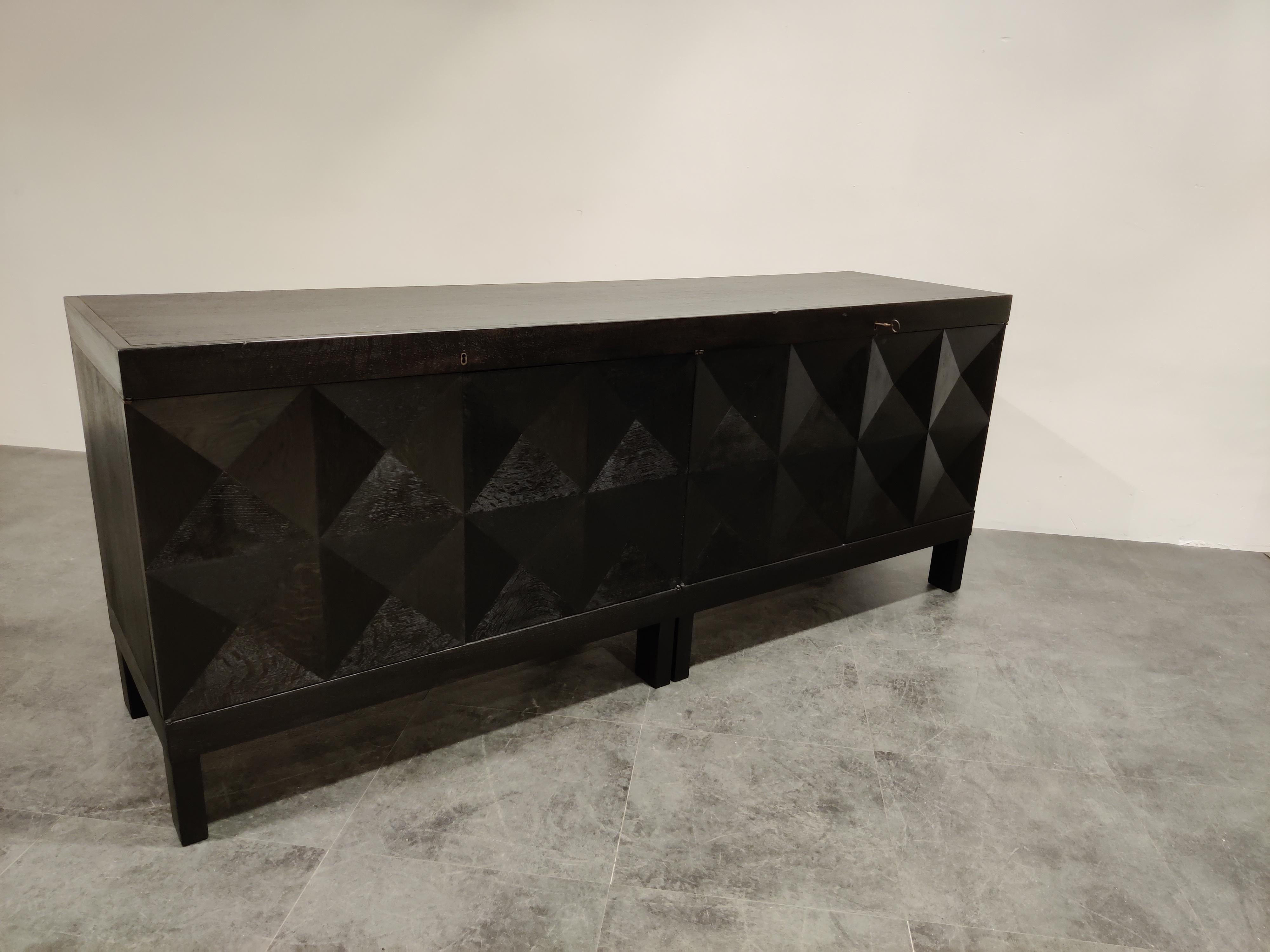 Graphical Brutalist Credenza by Decoene, 1970s 1