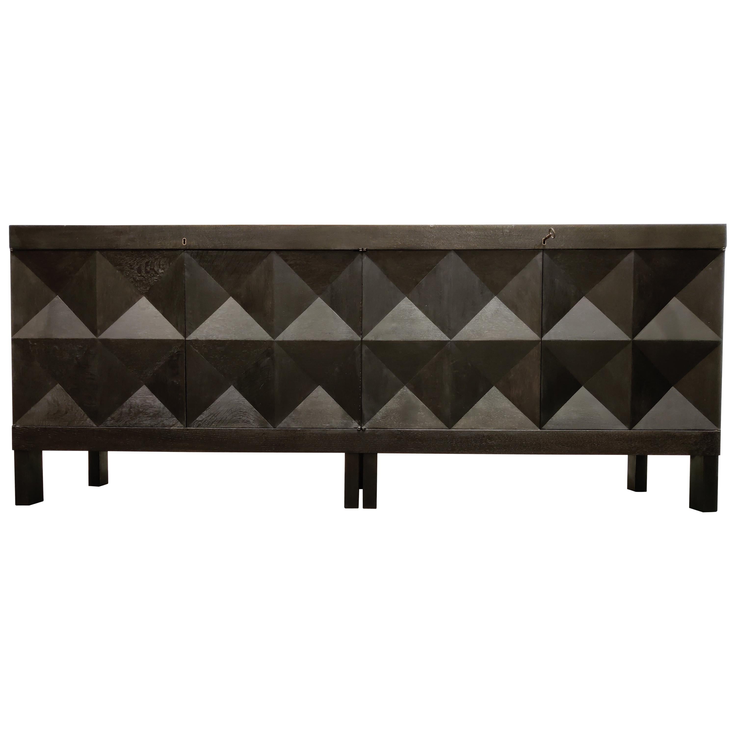 Graphical Brutalist Credenza by Decoene, 1970s