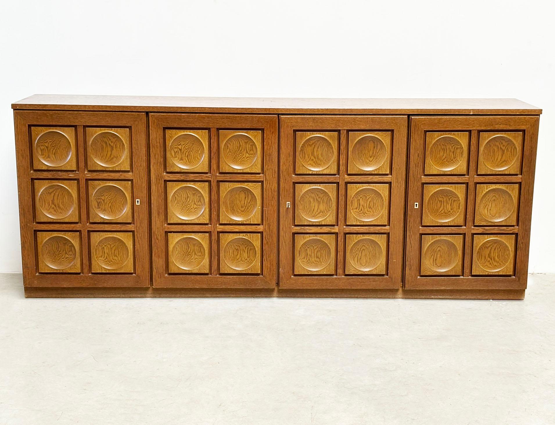 German Graphical brutalist oak sideboard by Gerard Bartels