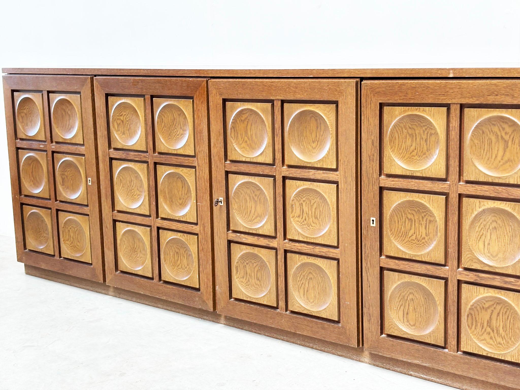 Late 20th Century Graphical brutalist oak sideboard by Gerard Bartels