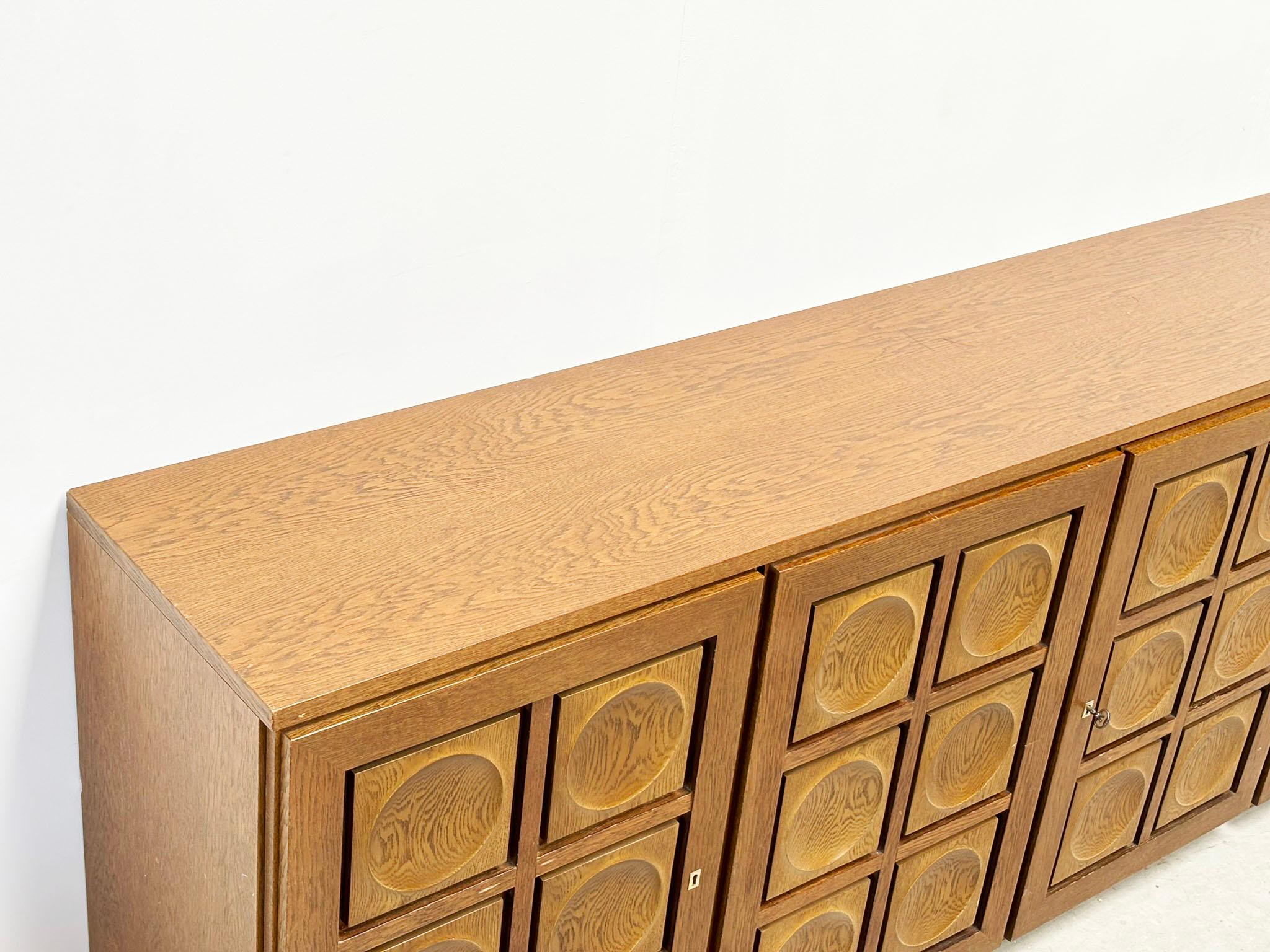 Oak Graphical brutalist oak sideboard by Gerard Bartels