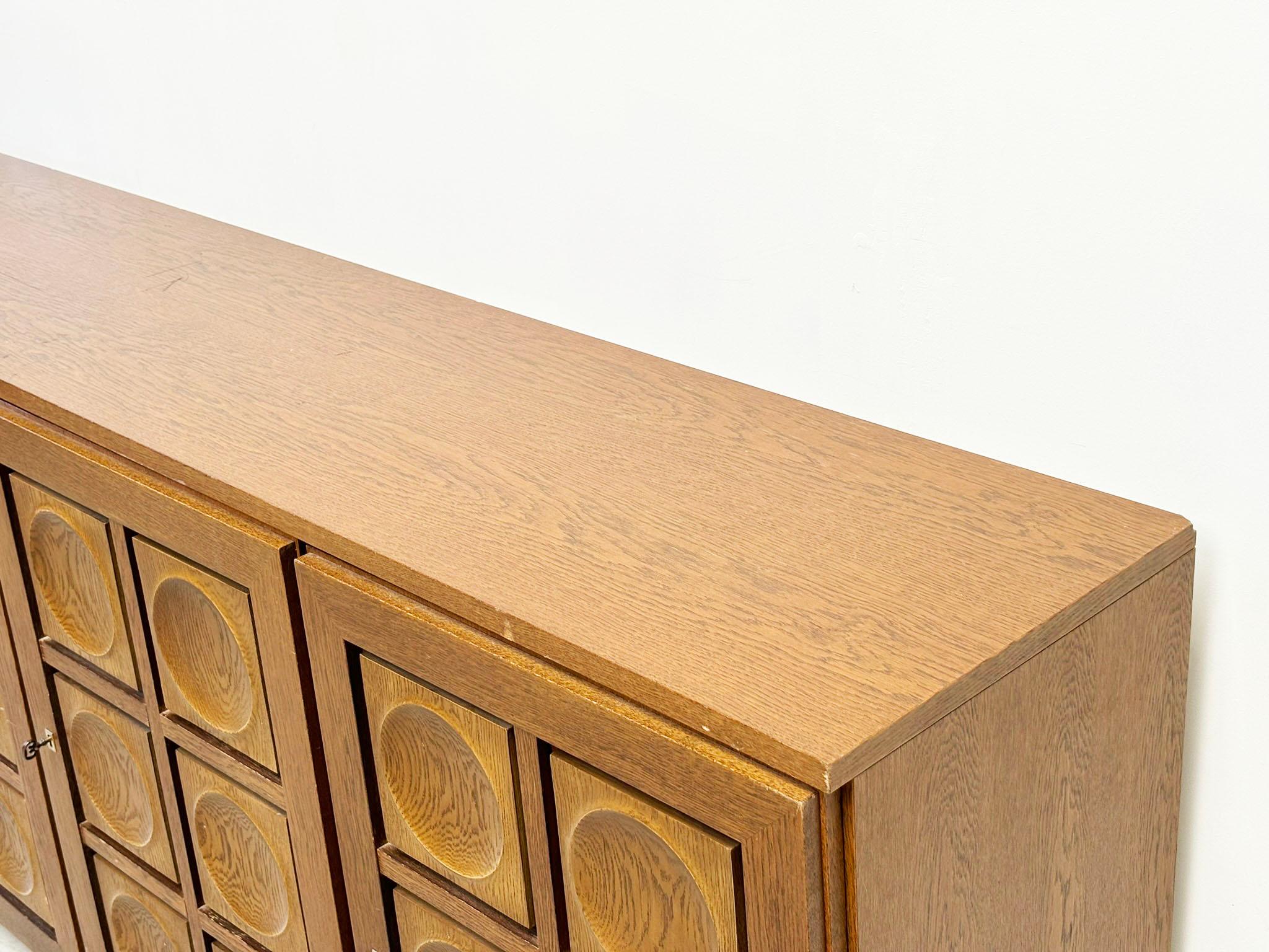Graphical brutalist oak sideboard by Gerard Bartels 1