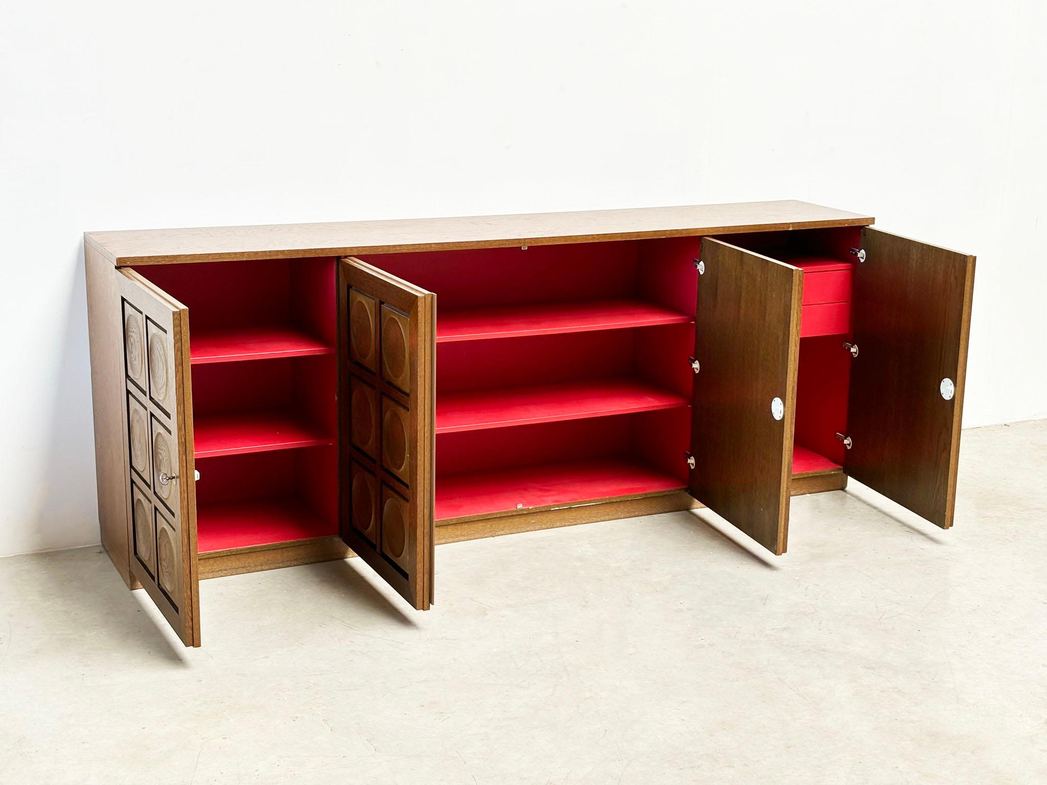Graphical brutalist oak sideboard by Gerard Bartels 2