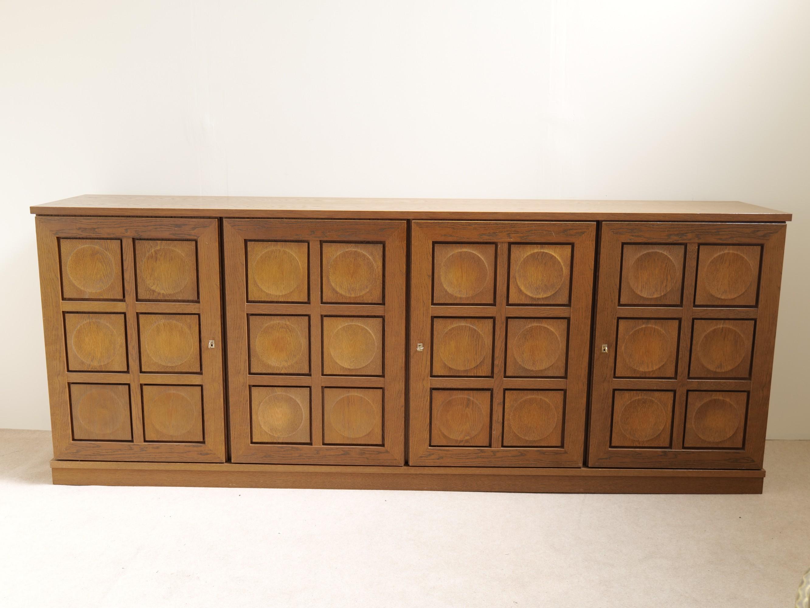 Brutalist graphical brutalist sideboard by Gerard Bartels - 1980s For Sale