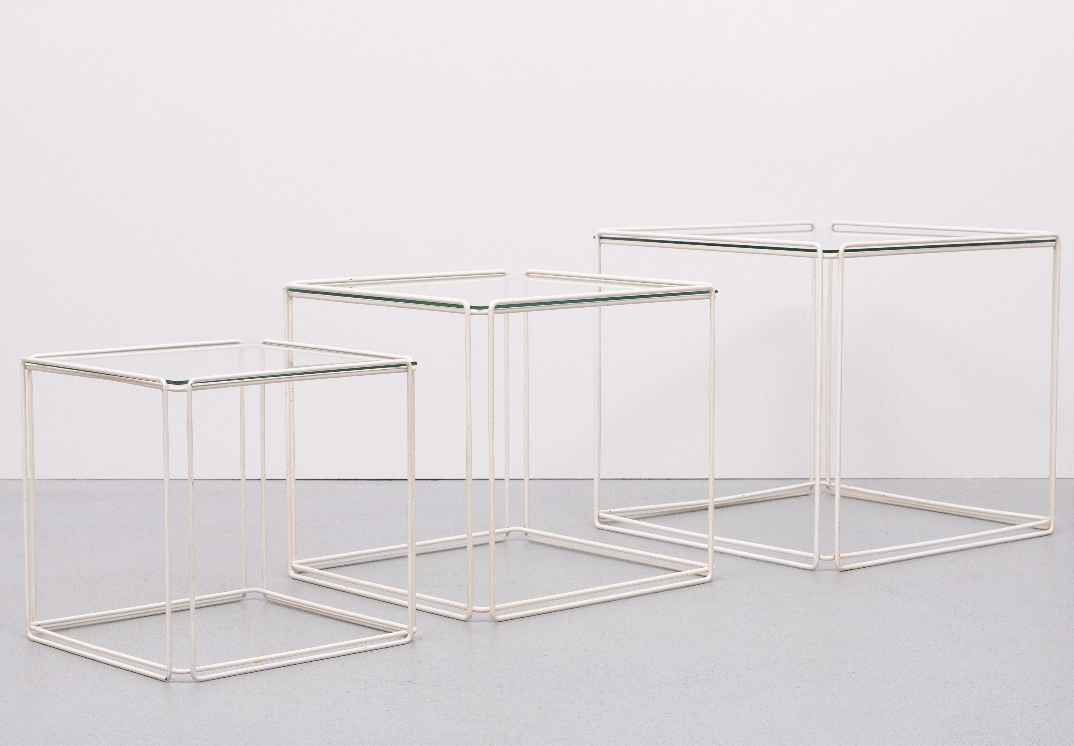 Metallic Thread Graphical ''Isocele''  Nesting Tables by Max Sauze   1970s  France For Sale