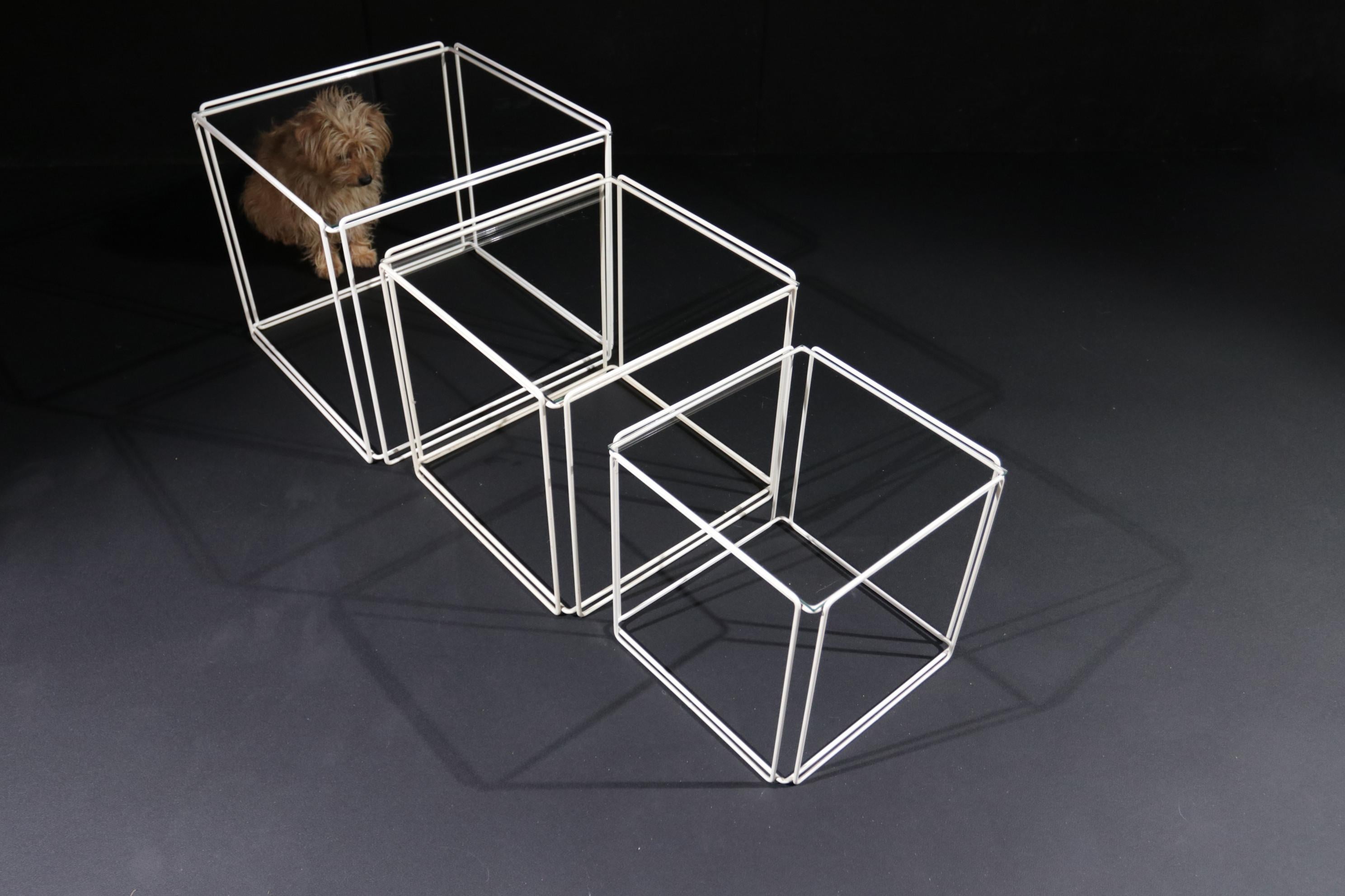 French Graphical Isocele Nesting Tables Max Sauze Atrow, 1970s