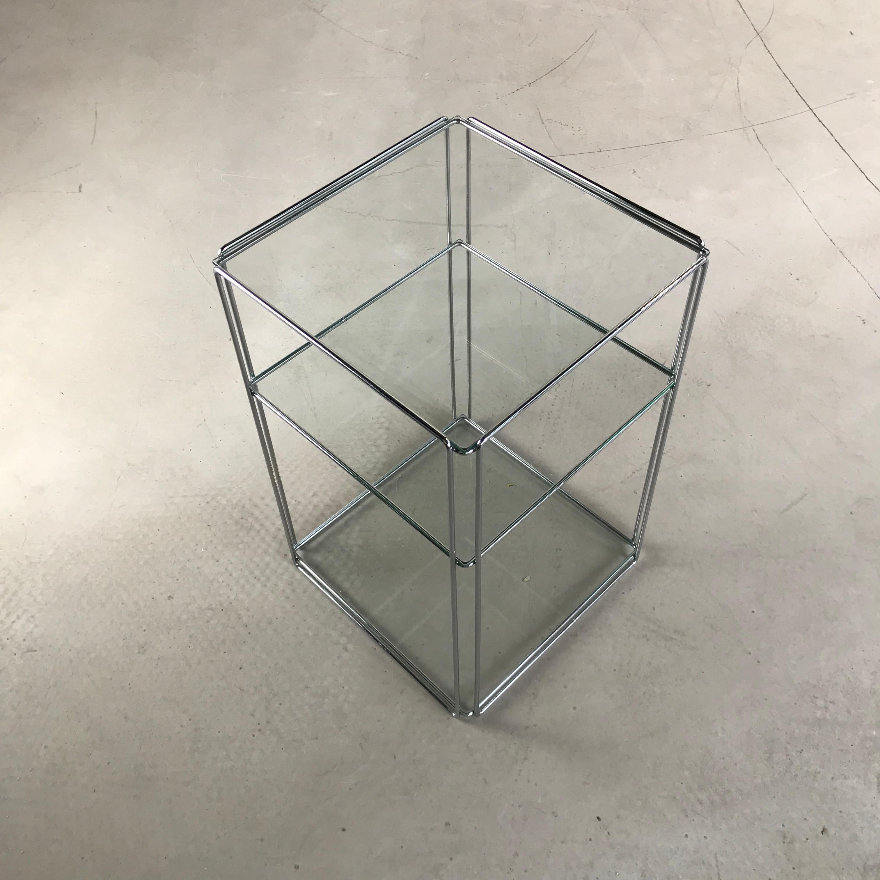 Graphical Two-Tiered ‘Isocele’ Chrome Side Table by Max Sauze, France, 1970s 3