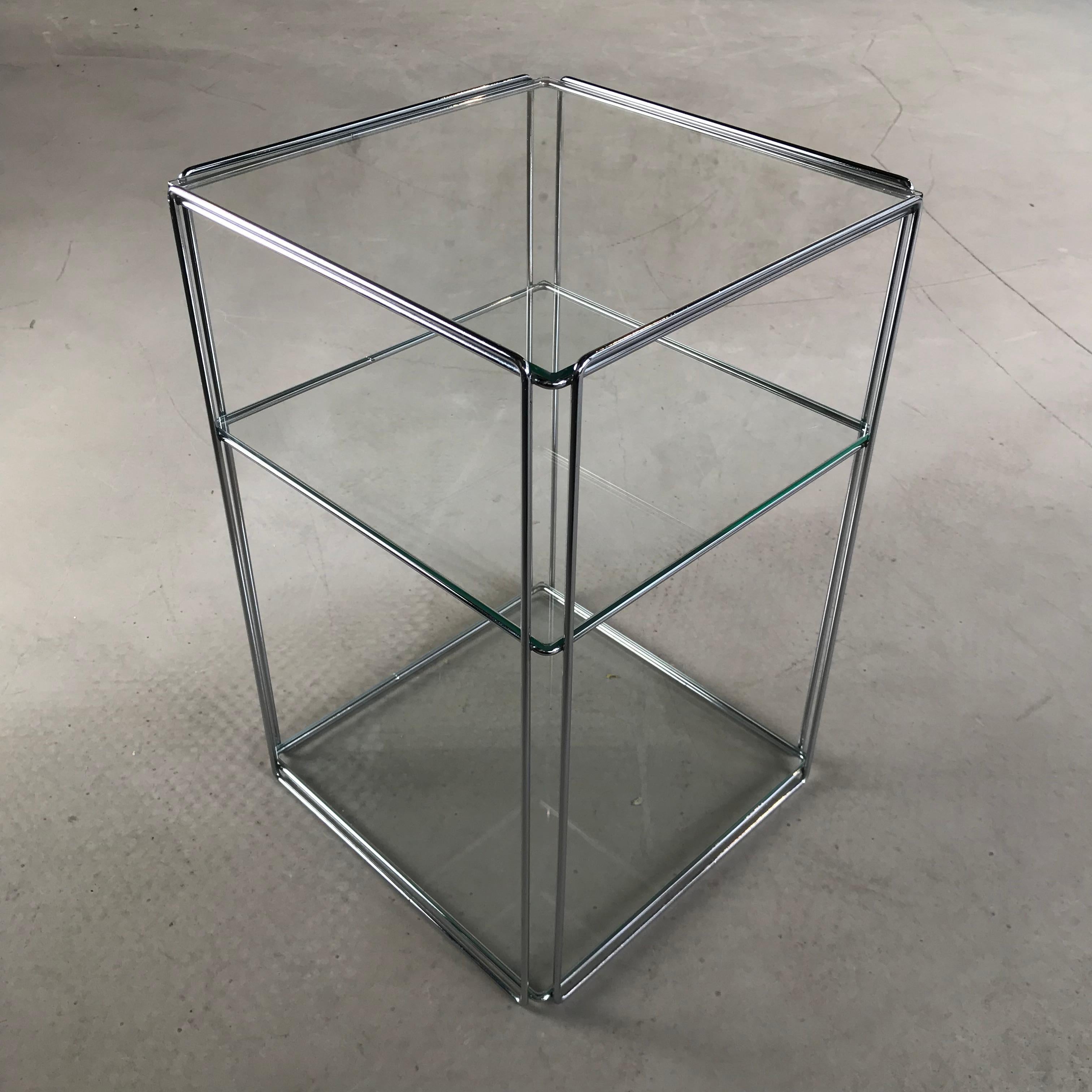 Late 20th Century Graphical Two-Tiered ‘Isocele’ Chrome Side Table by Max Sauze, France, 1970s