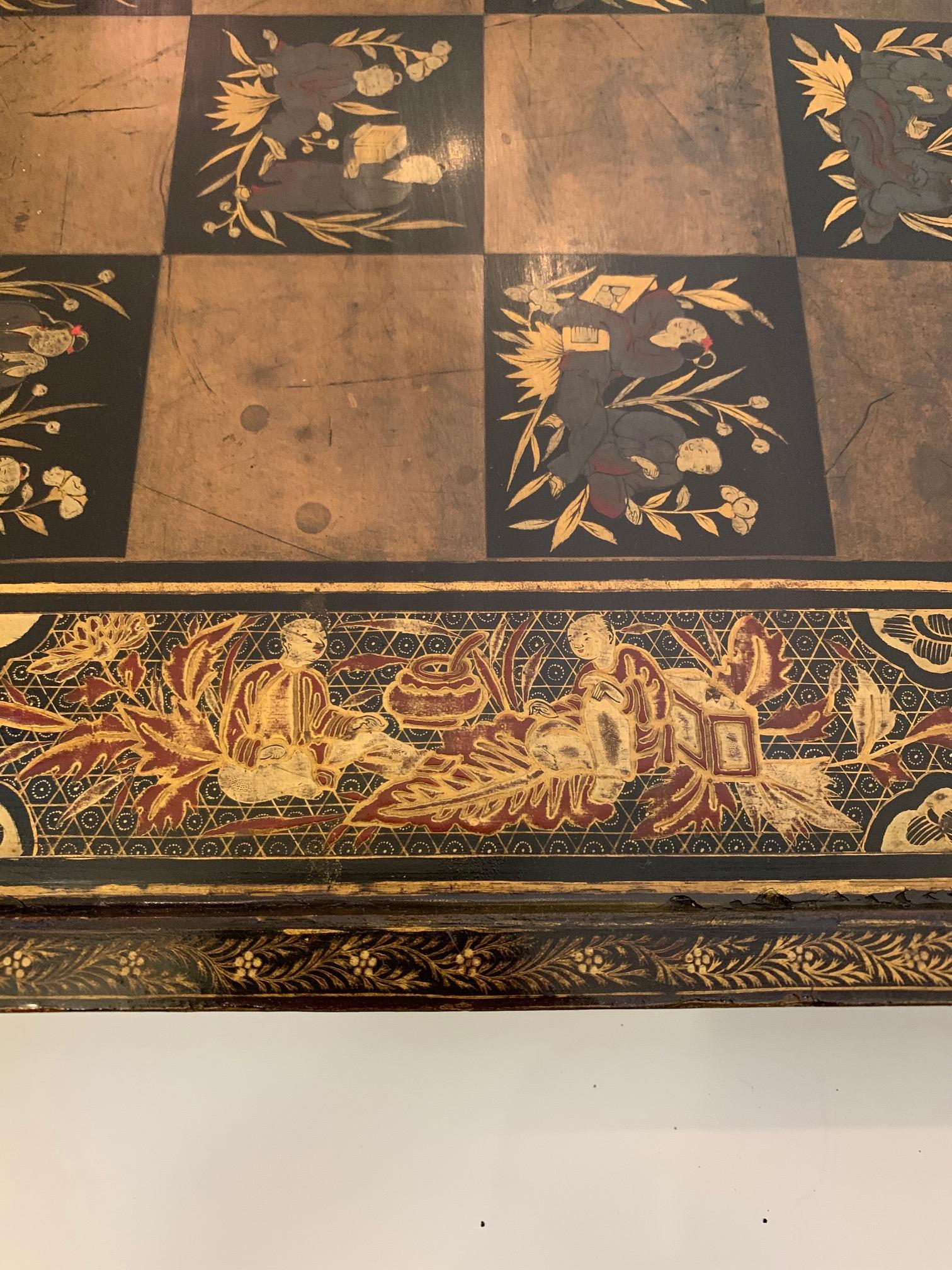 Graphically Beautiful Chinese Hand Painted Lacquered Game Board 7