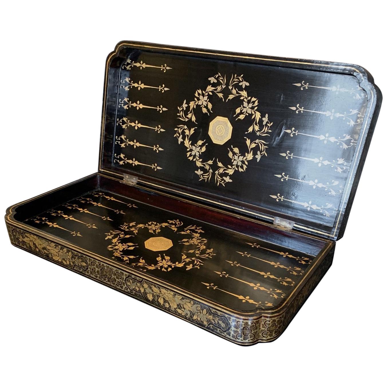 Graphically Beautiful Chinese Hand Painted Lacquered Game Board