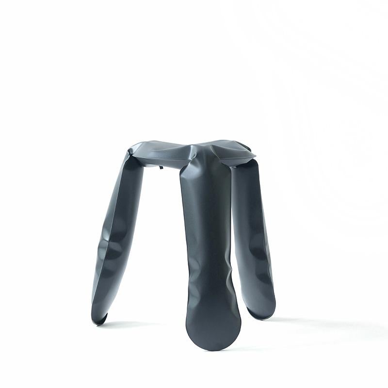 Graphite Aluminum Standard Plopp stool by Zieta
Dimensions: D 35 x H 50 cm 
Material: Aluminum. 
Finish: Powder-coated. 
Available in colors: Graphite, Moss Grey, Umbra Grey, Beige Grey, Blue Grey. Available in Stainless Steel, Aluminum, and, Carbon