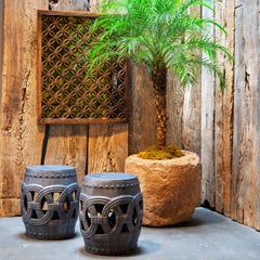 Graphite Black Glazed Prosperity Garden Stool