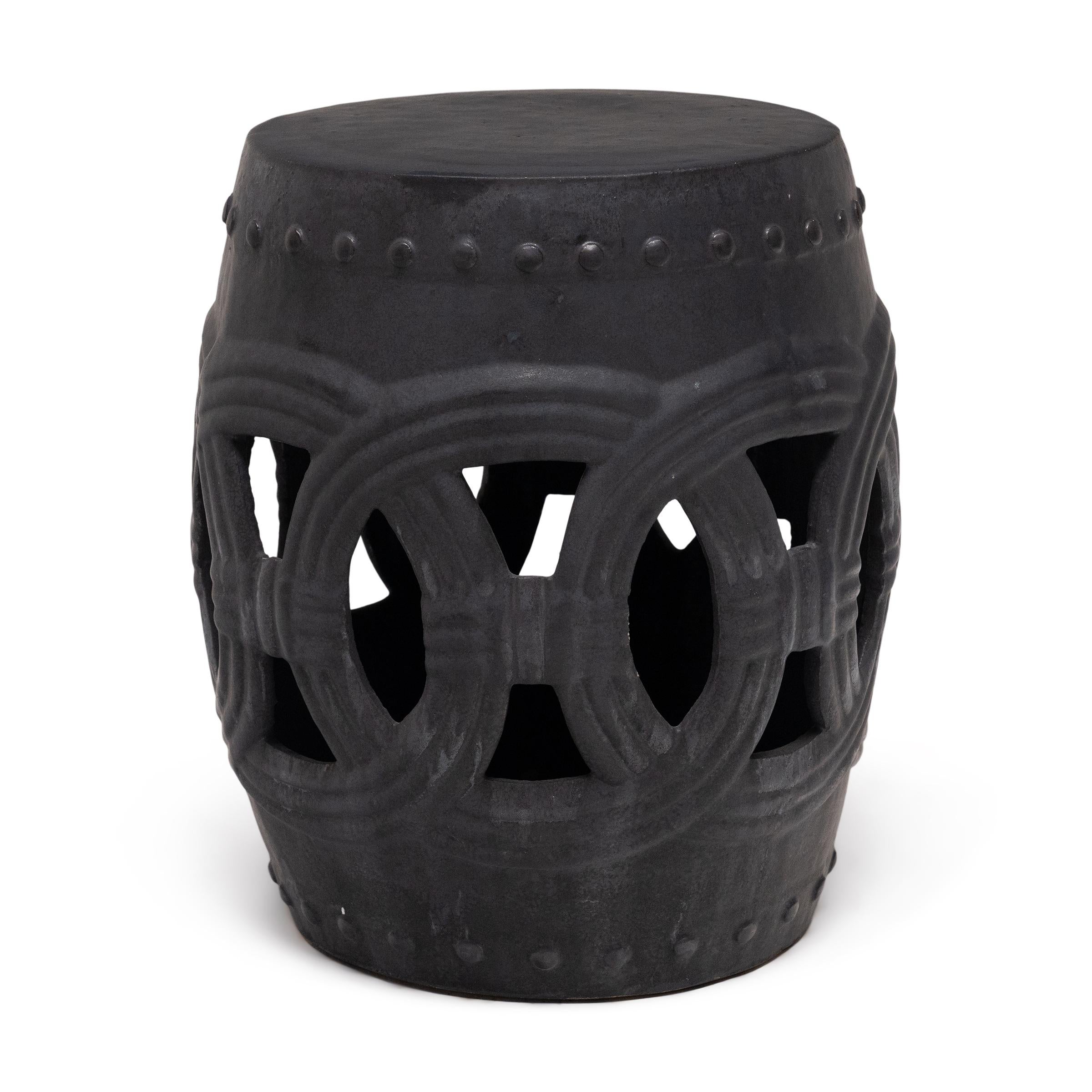 Taburete de jardín «Prosperity» esmaltado en negro grafito
