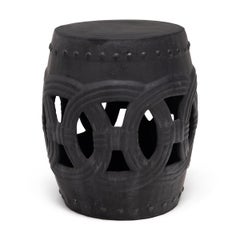 Graphite Black Glazed Prosperity Garden Stool