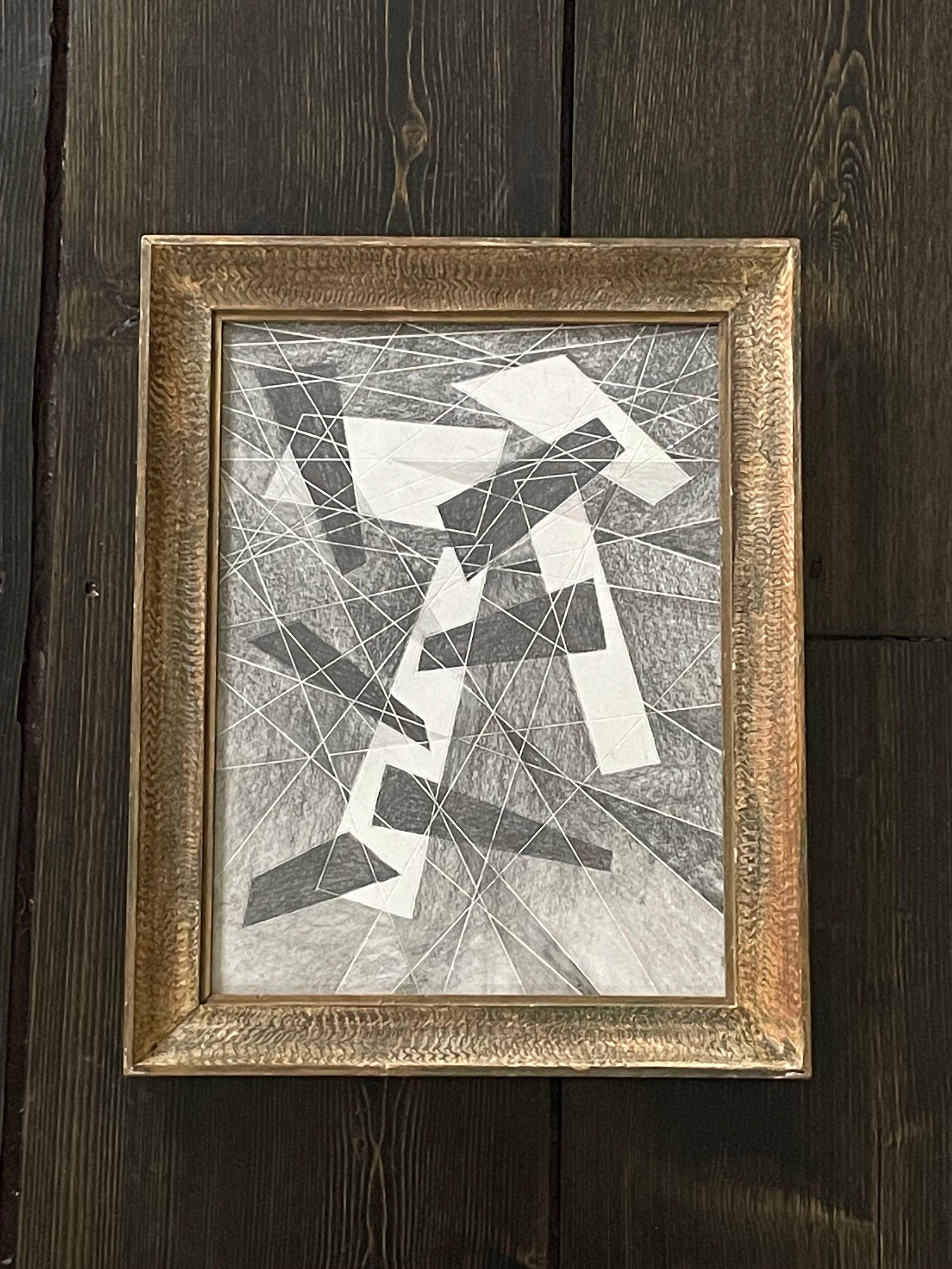 Graphite Drawing in Vintage Frame by David Dew Bruner, USA, Contemporary 1
