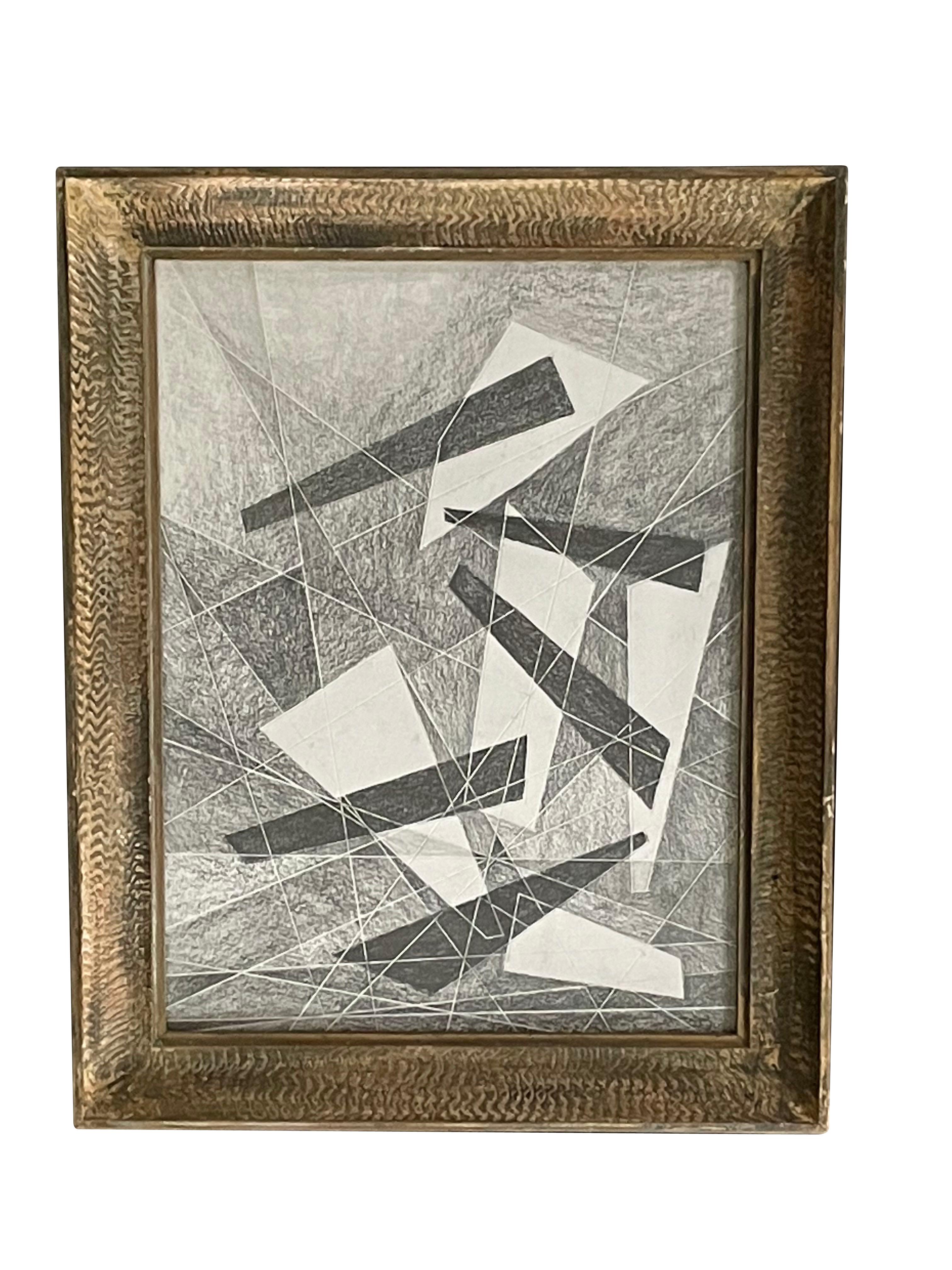 Graphite Drawing in Vintage Frame by David Dew Bruner, USA, Contemporary 2