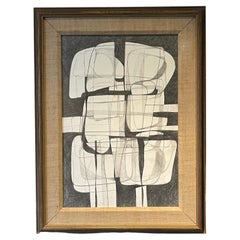 Graphite Drawing in Vintage Frame by David Dew Bruner, Usa, Contemporary