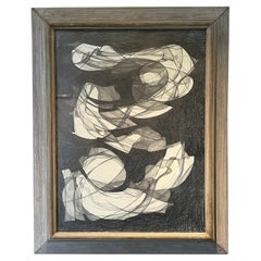 Graphite Drawing in Vintage Frame by David Dew Bruner, USA, Contemporary