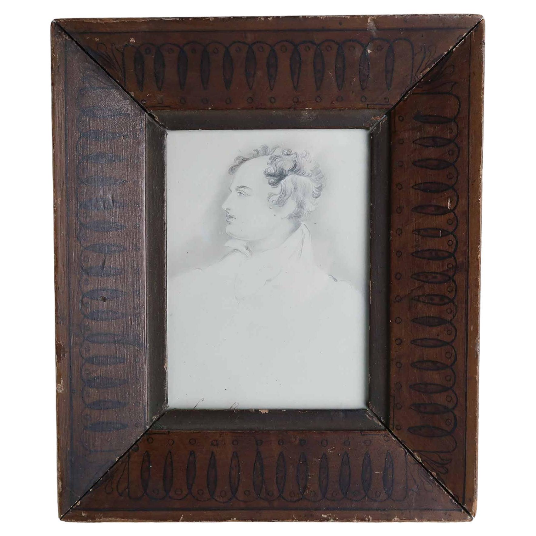 Graphit-Zeichnung von Lord Byron von Robert Hindmarsh Grundy, um 1850