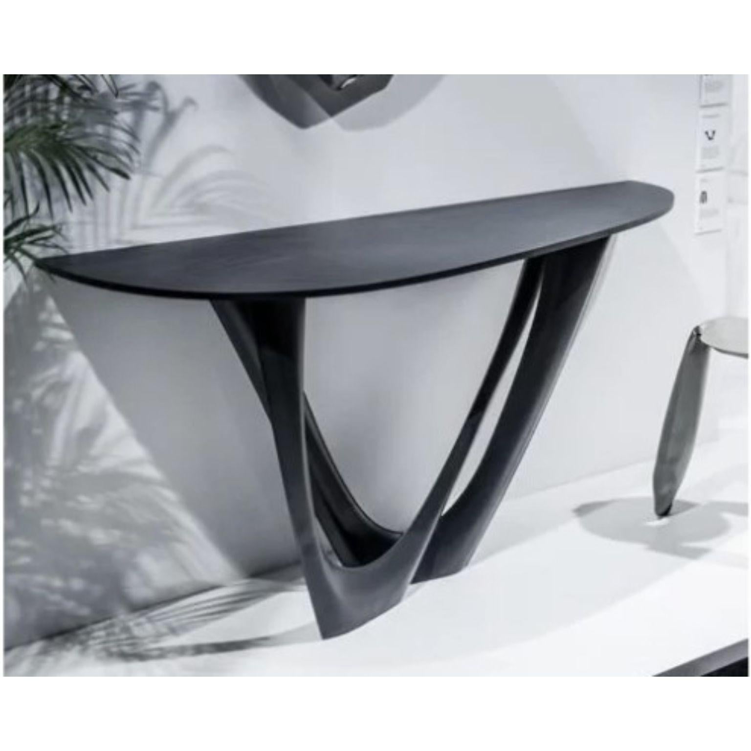 Powder-Coated Graphite G-Console Duo Concrete Top and Steel Base by Zieta For Sale