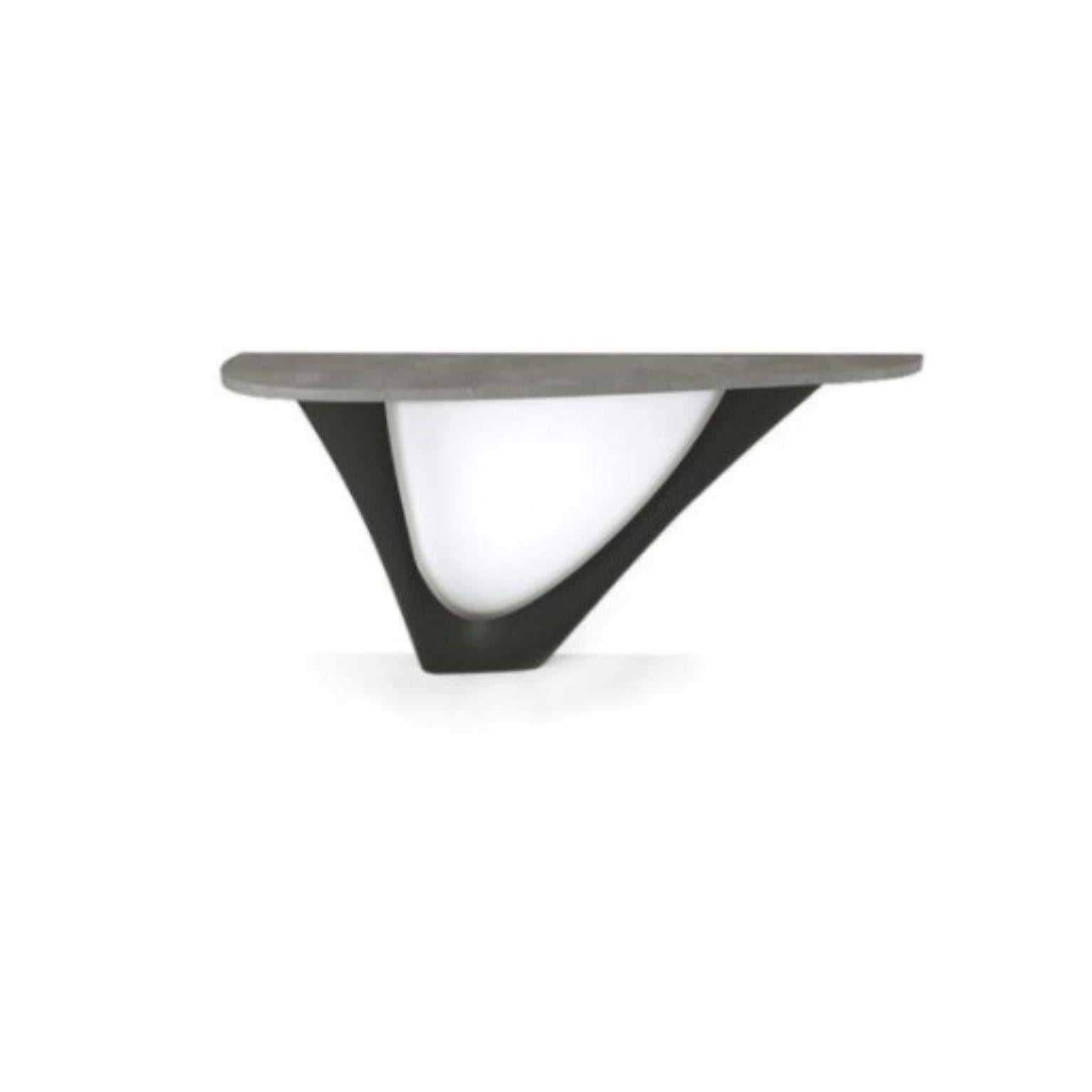 Graphite G-Console Mono Steel Base with Concrete Top by Zieta
Dimensions: D 43 x W 159 x H 75 cm 
Material: Concrete, carbon steel.
Also available in different colors and different dimensions. Please contact us.

G-Console is another bionic object