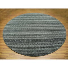 Graphite Gray Hand Knotted Kohinoor Herat All Wool Round Rug 11'10" x 11'10"