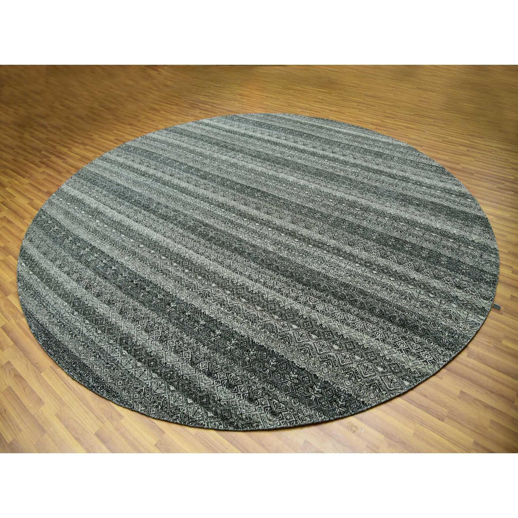 Moderne Tapis rond Kohinoor Herat graphite gris noué à la main 11'10