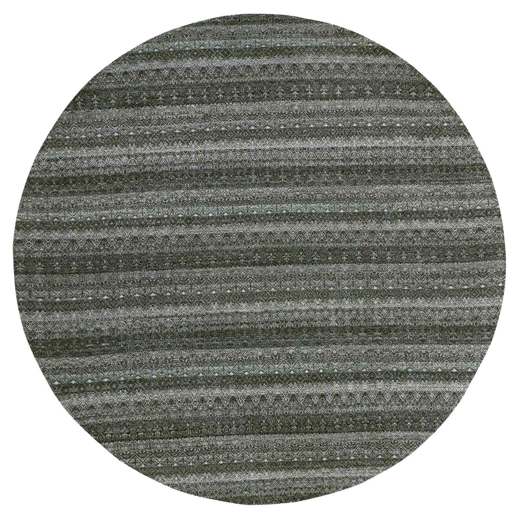 Graphite Gray Hand Knotted Kohinoor Herat All Wool Round Rug 11'10" x 11'10"