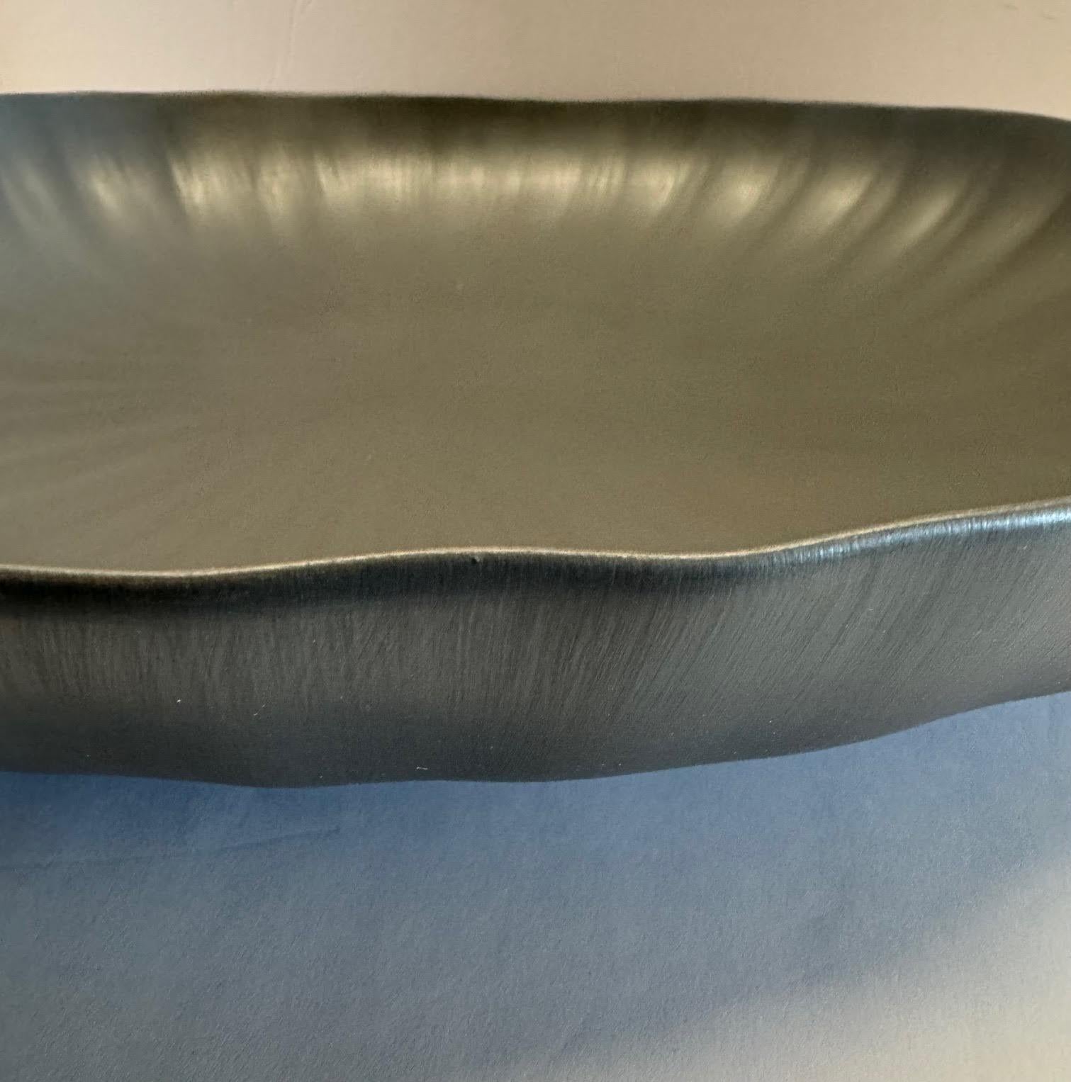 Graphite Grey Large Fine Ceramic Bowl, Italy, Contemporary In New Condition For Sale In New York, NY