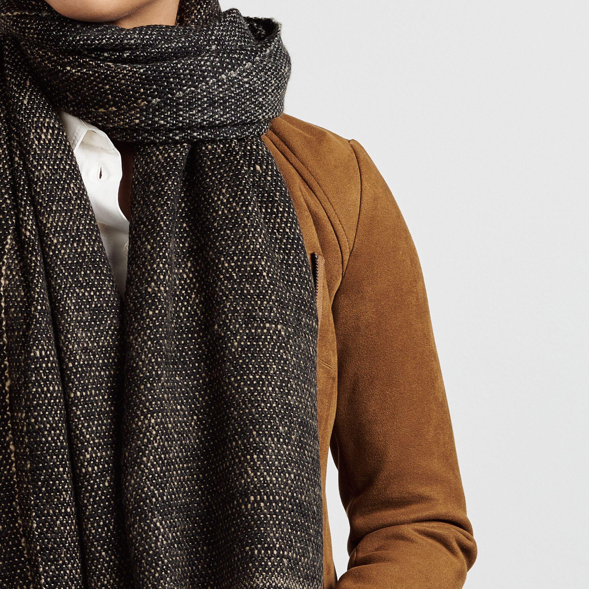 Graphite Handwoven Soft Plush Large Merino Scarf In Black Brown Hues For Sale 8