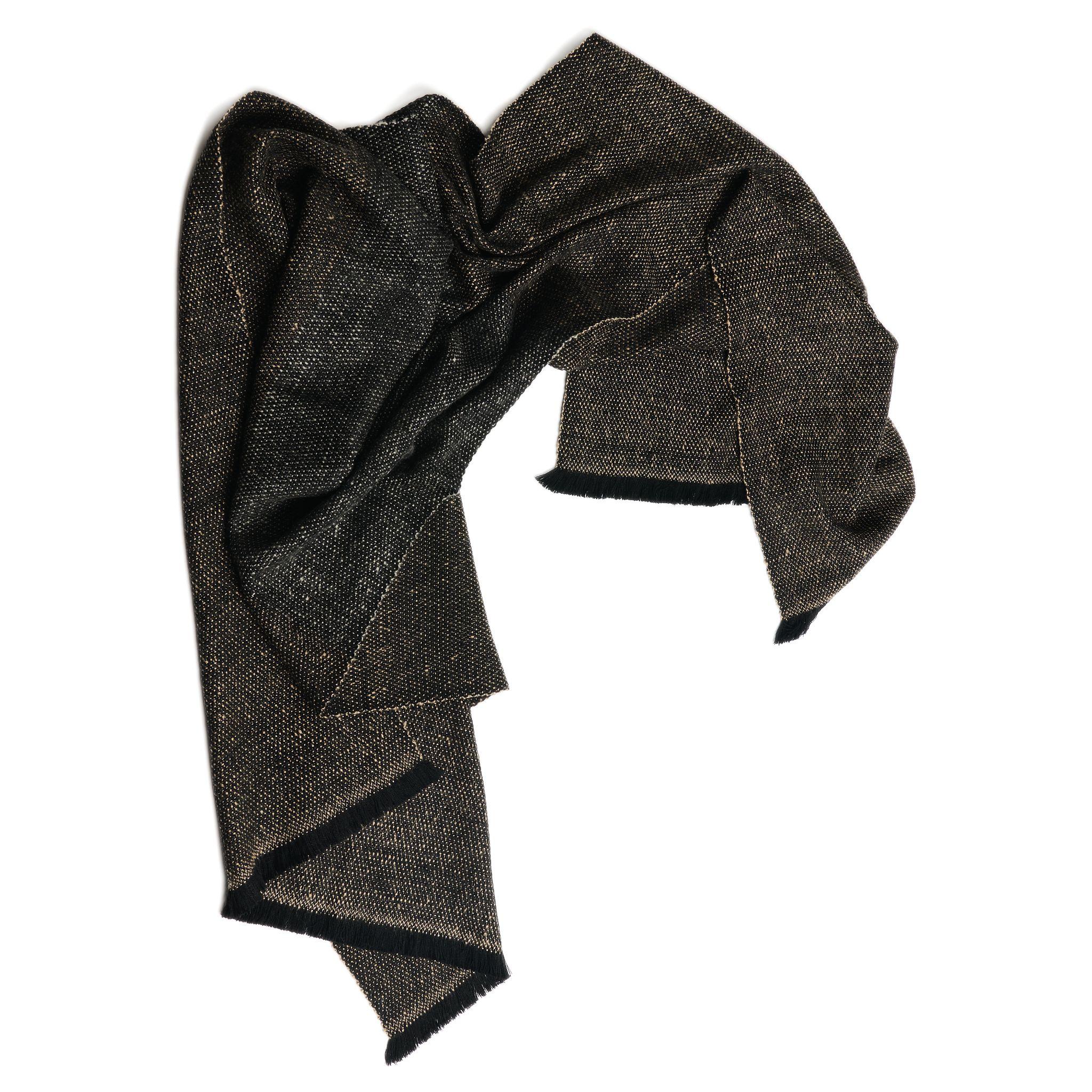 Graphite Handwoven Soft Plush Large Merino Scarf In Black Brown Hues For Sale 9