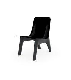 Graphite Leather Steel J-Chair Lounge by Zieta