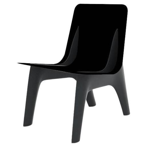 Salon J-Chair en acier et cuir graphite de Zieta en vente